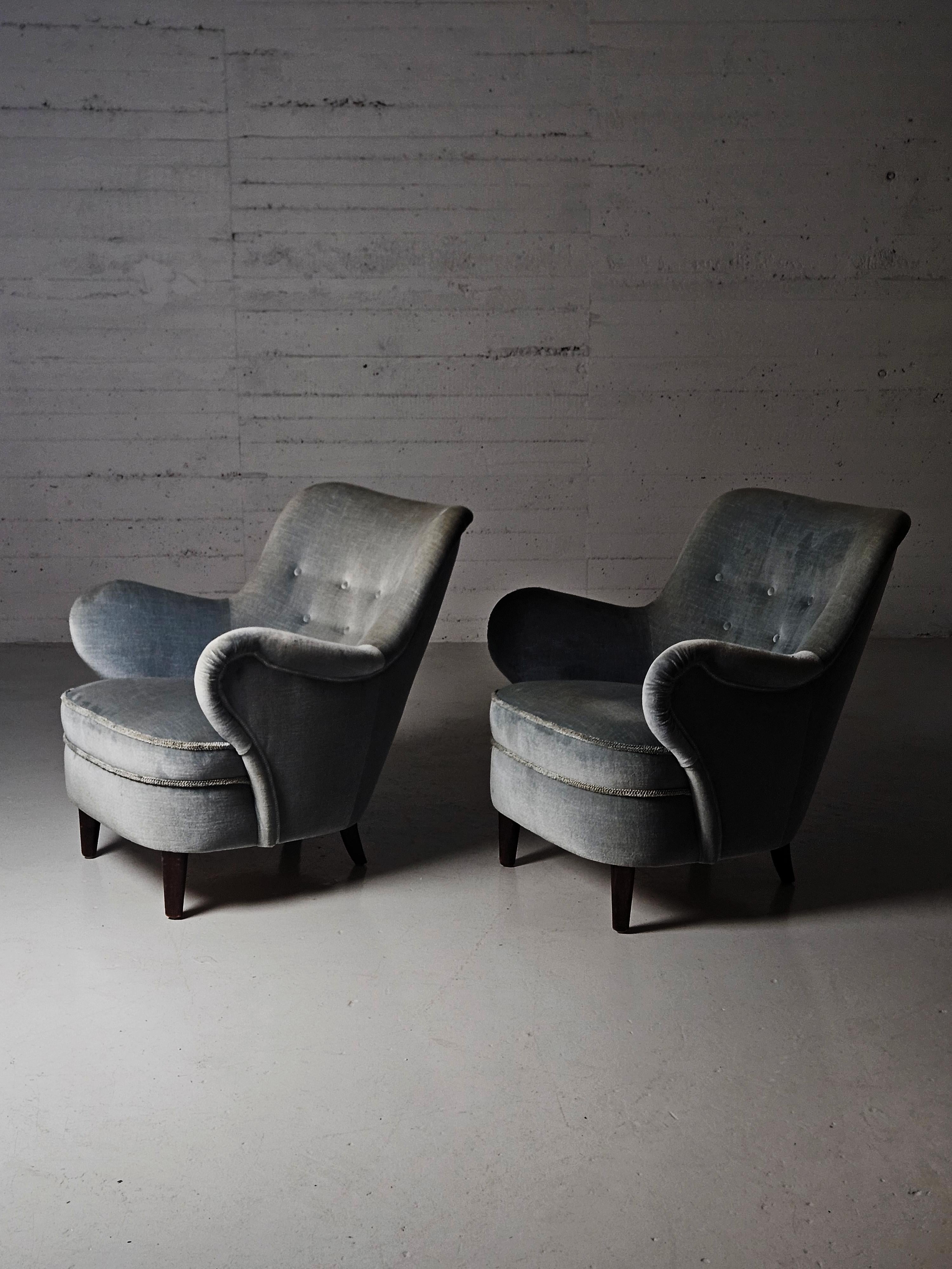 Fauteuils de salon modernes suédois de Gustav Axel Berg, Suède, années 1940 Bon état - En vente à Eskilstuna, SE