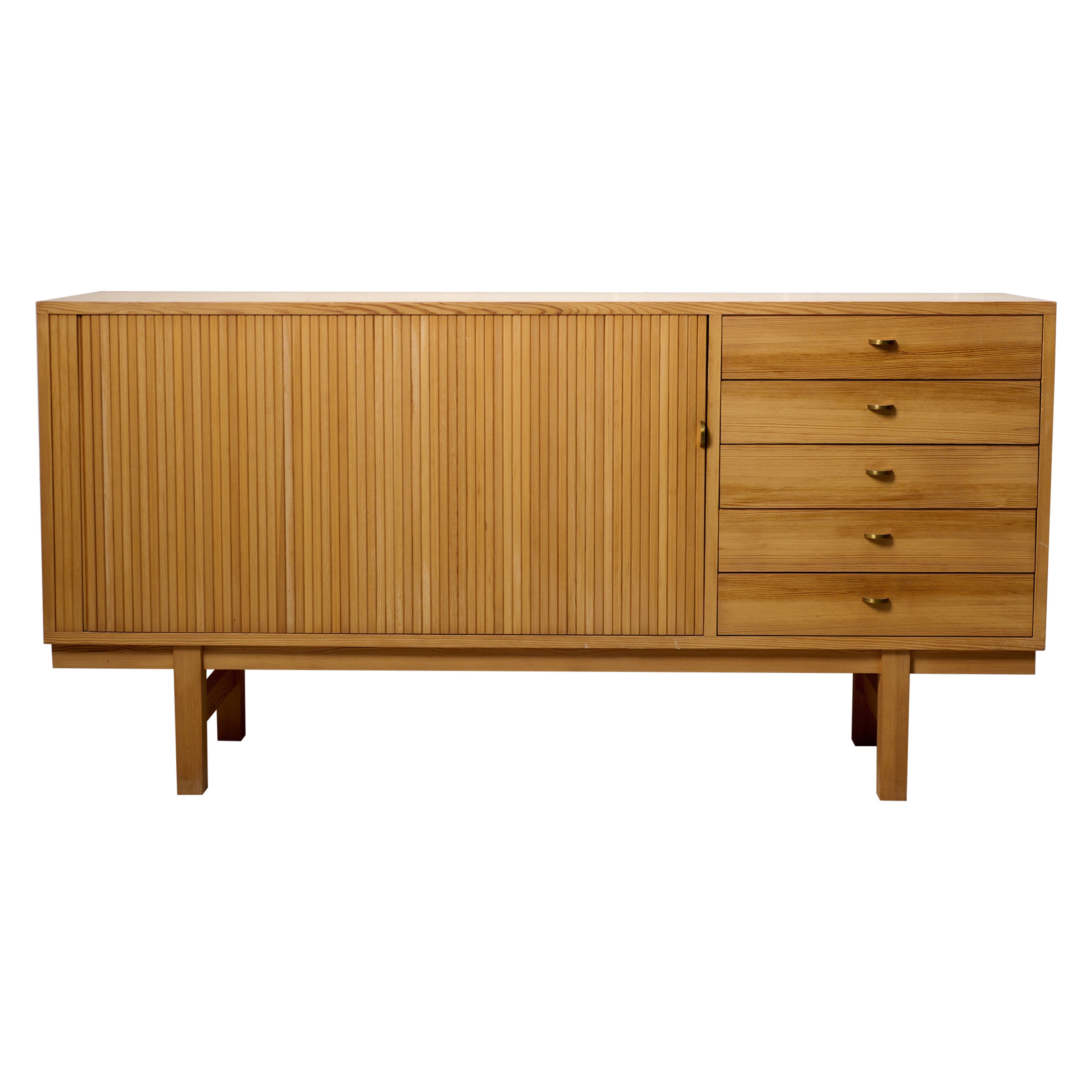 Aparador bajo moderno sueco, diseño escandinavo de pino vintage