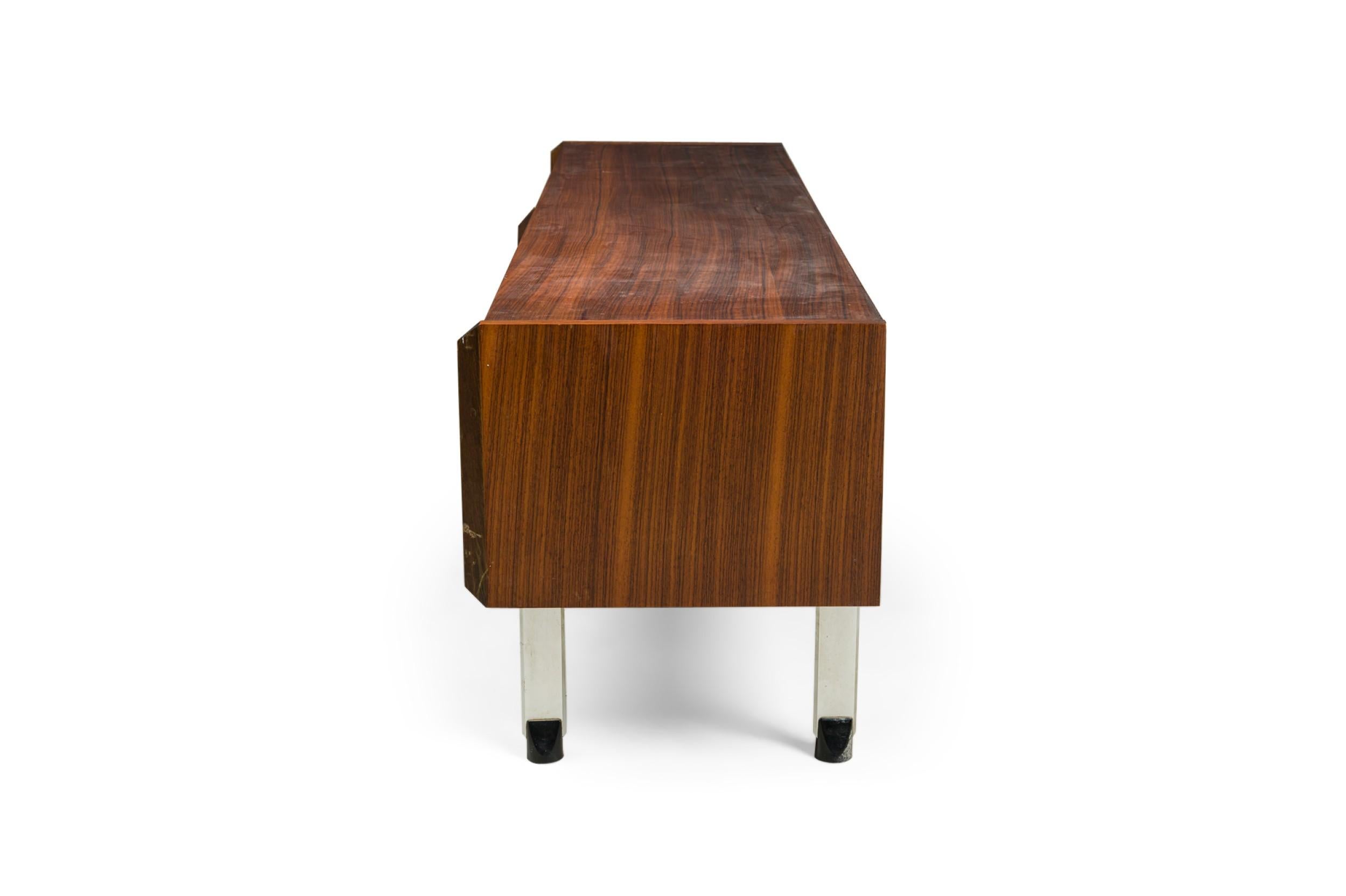 Mid-Century Modern Swedish Modern Mahogany and Chrome Low Console For Sale