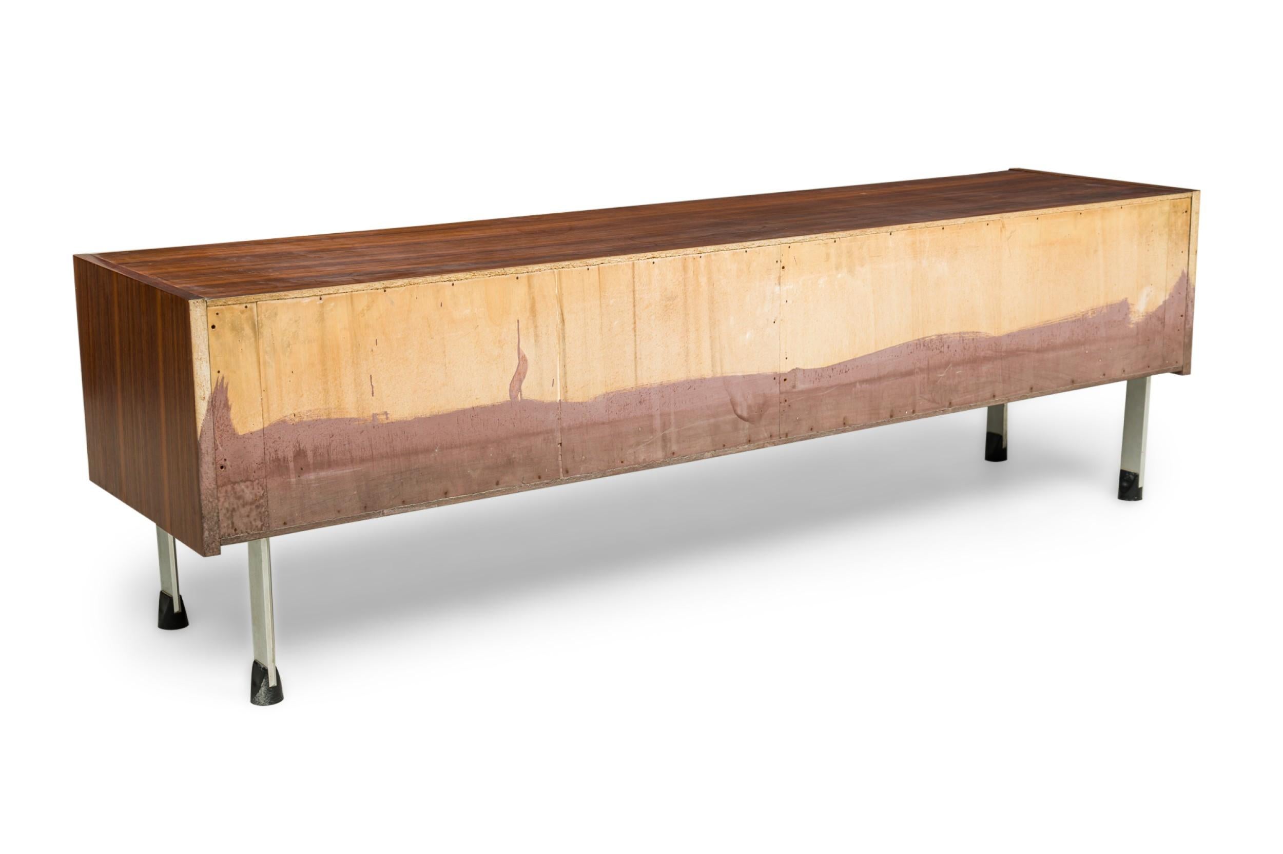 Swedish Modern Mahogany and Chrome Low Console In Good Condition For Sale In New York, NY
