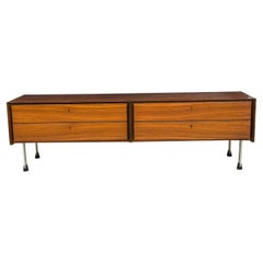 Vintage Swedish Modern Mahogany and Chrome Low Console