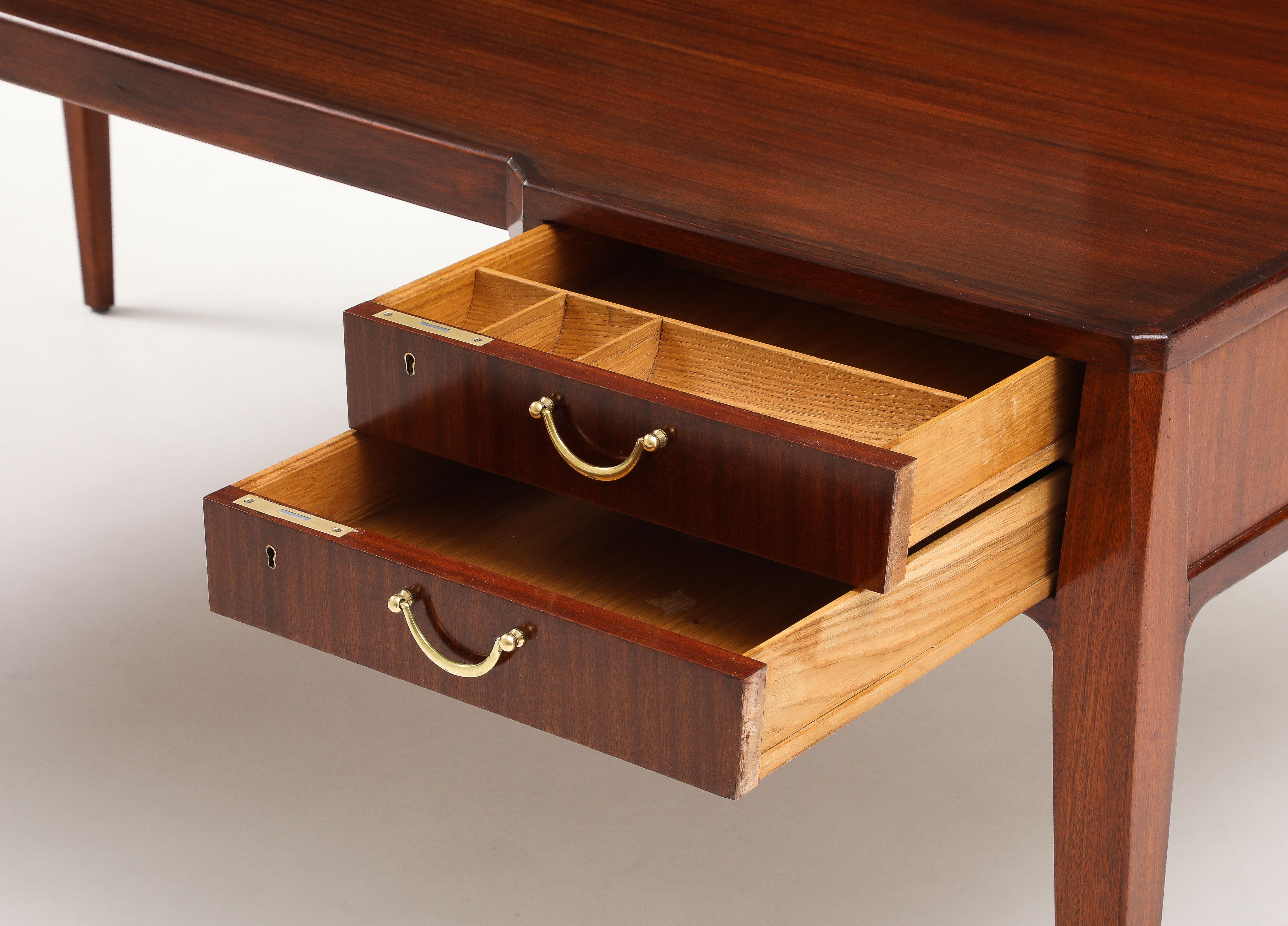 Swedish Modern Mahogany Desk, Jarnforsens Kontorsmöbler, Stockholm, Circa 1960s For Sale 8