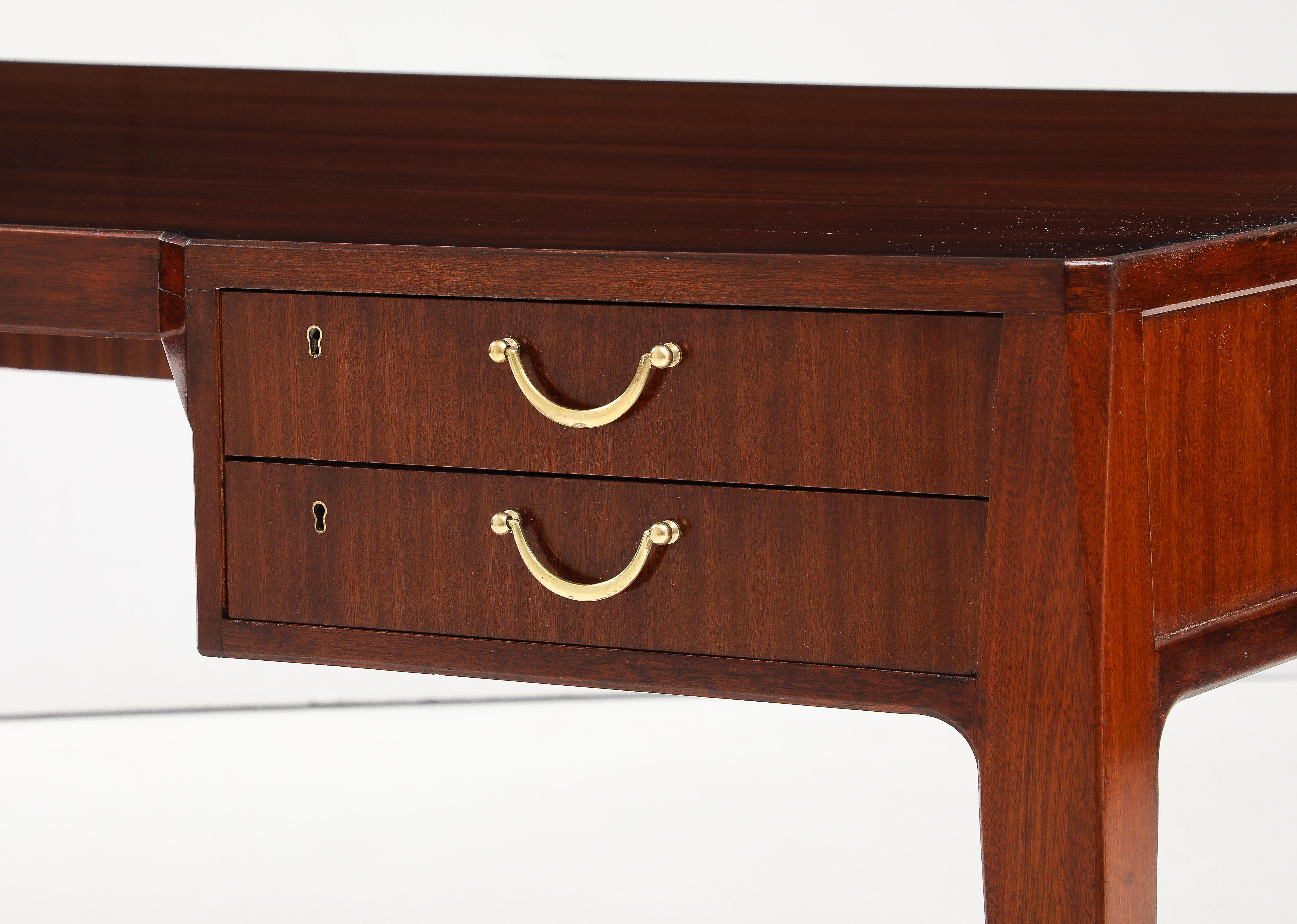 Swedish Modern Mahogany Desk, Jarnforsens Kontorsmöbler, Stockholm, Circa 1960s For Sale 9