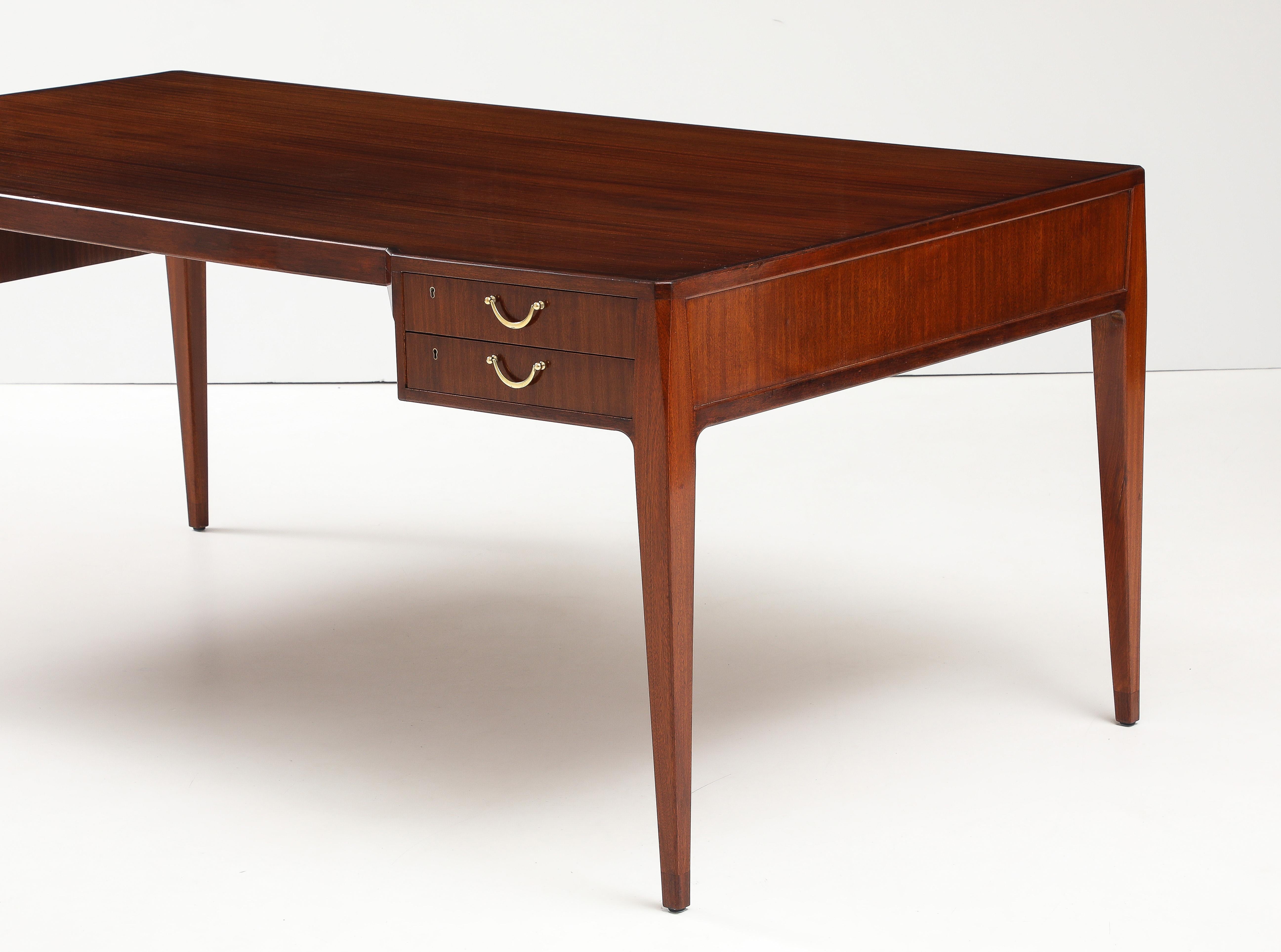 Swedish Modern Mahogany Desk, Jarnforsens Kontorsmöbler, Stockholm, Circa 1960s For Sale 10