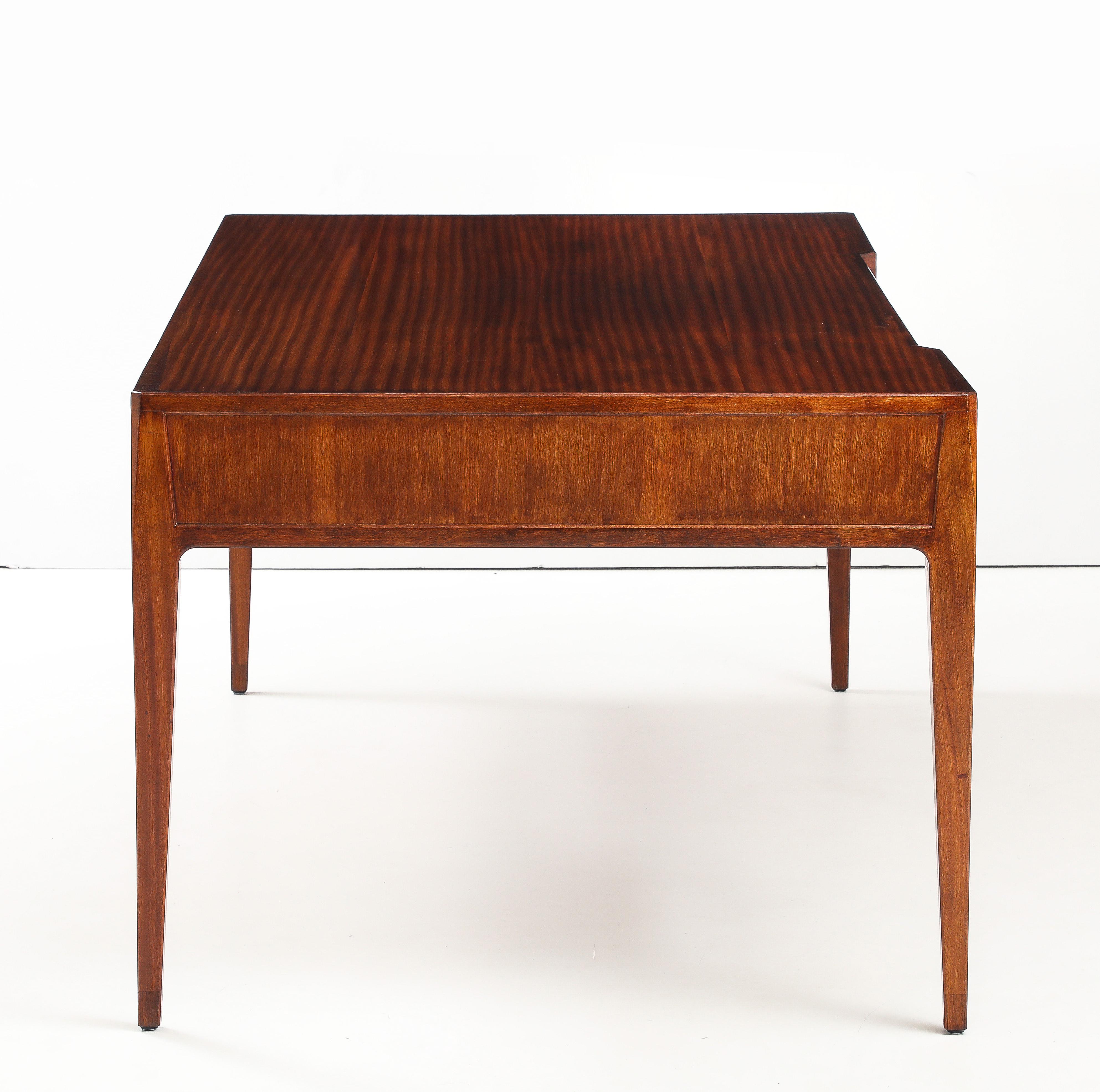 Swedish Modern Mahogany Desk, Jarnforsens Kontorsmöbler, Stockholm, Circa 1960s In Fair Condition For Sale In New York, NY