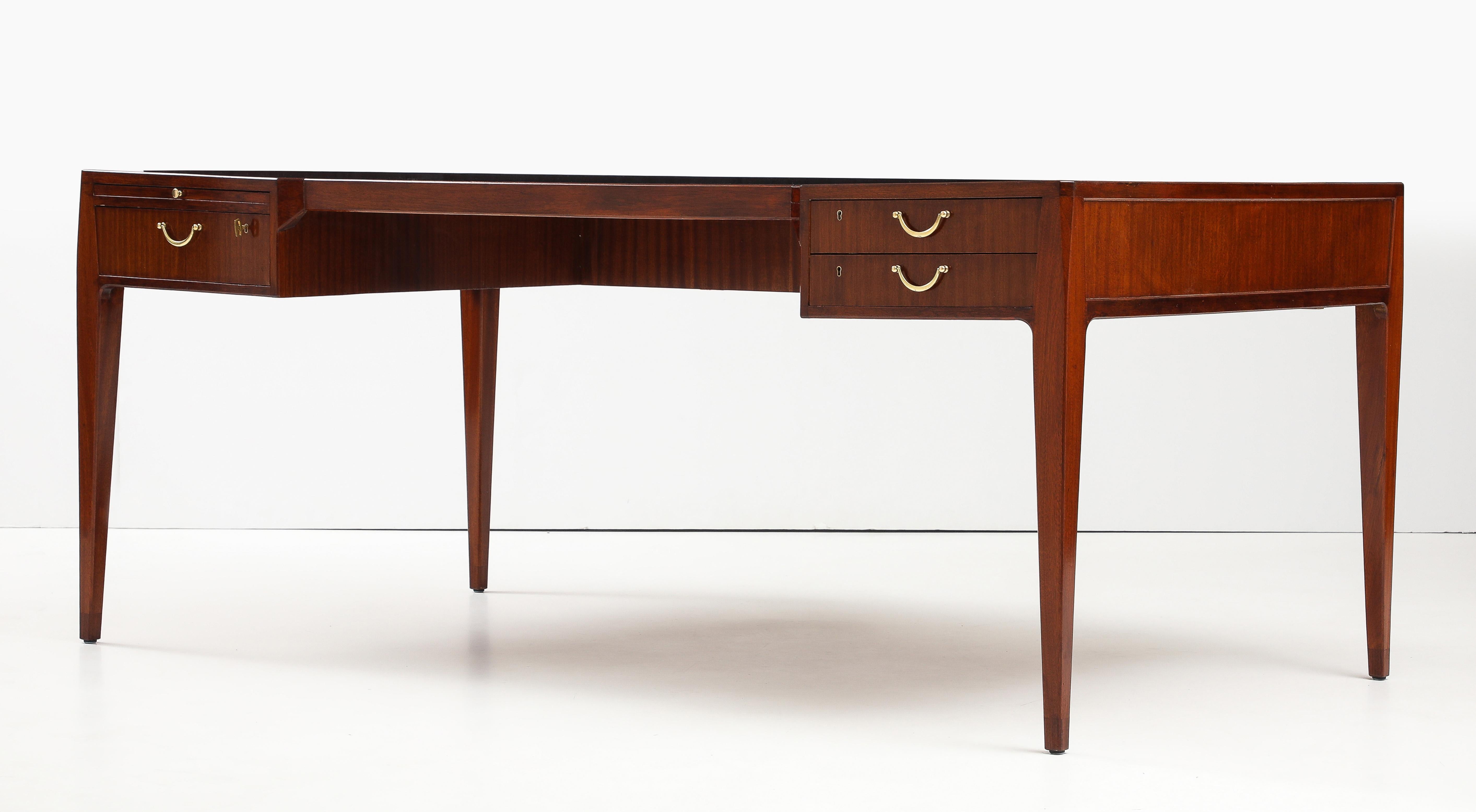 Swedish Modern Mahogany Desk, Jarnforsens Kontorsmöbler, Stockholm, Circa 1960s For Sale 4