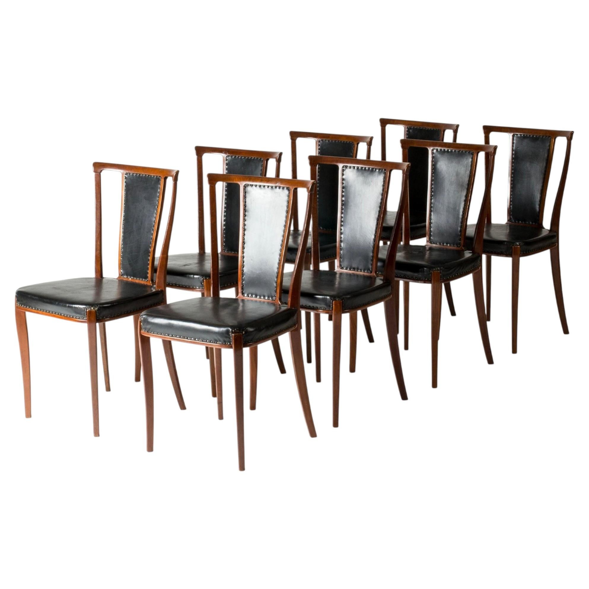 Set of Eight Swedish Modern Mahogany Dining Chairs by Carl-Axel Acking, 1950s For Sale
