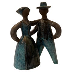 Escultura de cerámica Hombre y Mujer suecos modernos de Elsi Bourelius para JIE Gantofta