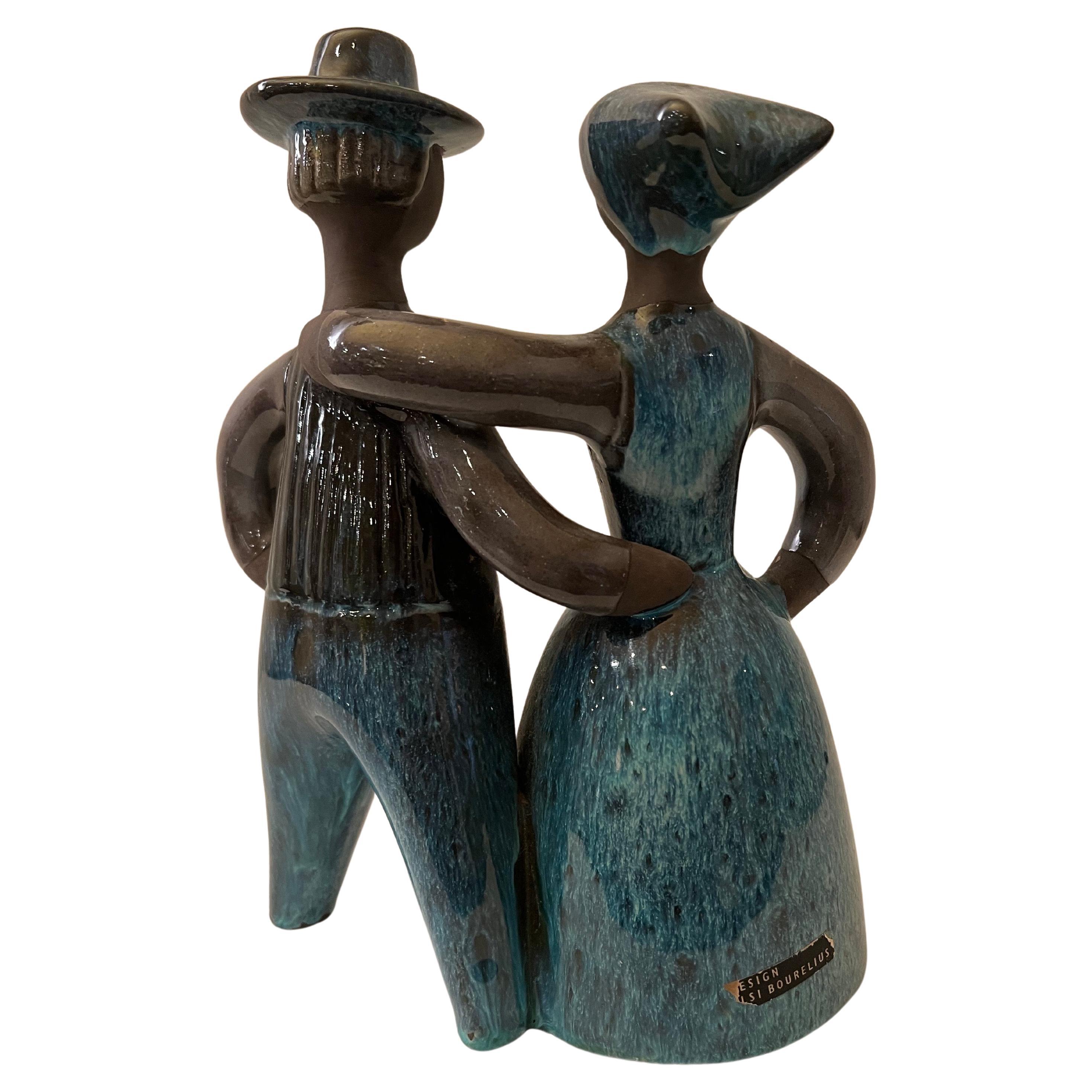 Scandinavian Modern Swedish Modern Man & Woman ceramic sculpture by Elsi Bourelius for Jie Gantofta