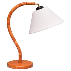 Lampada da tavolo moderna svedese Markslöjd in faggio, ottone, lino, Svezia, anni '1960