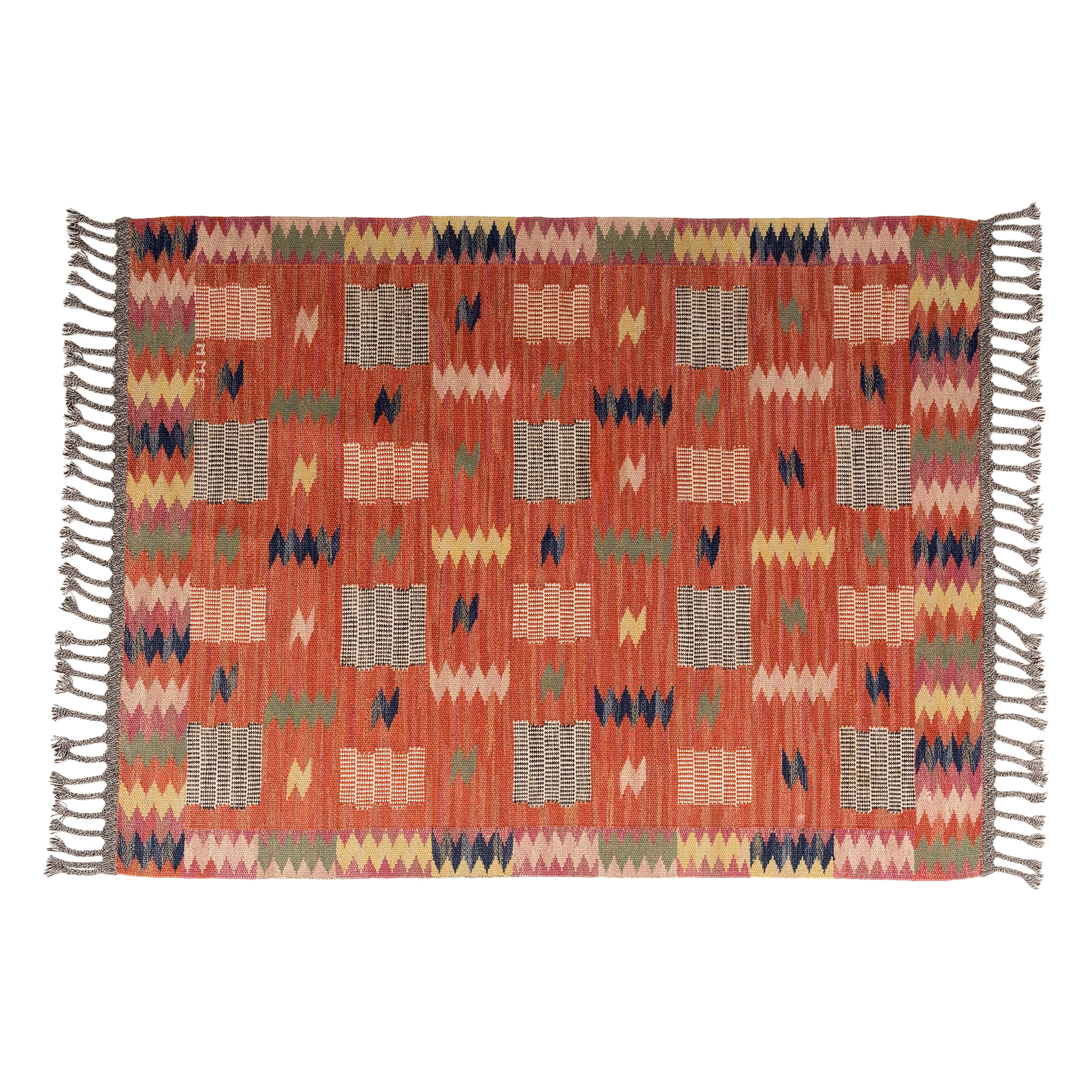 Tapis moderne suédois Mrta Ms Fjerterstrm à tissage plat signé MMF, 1937 en vente