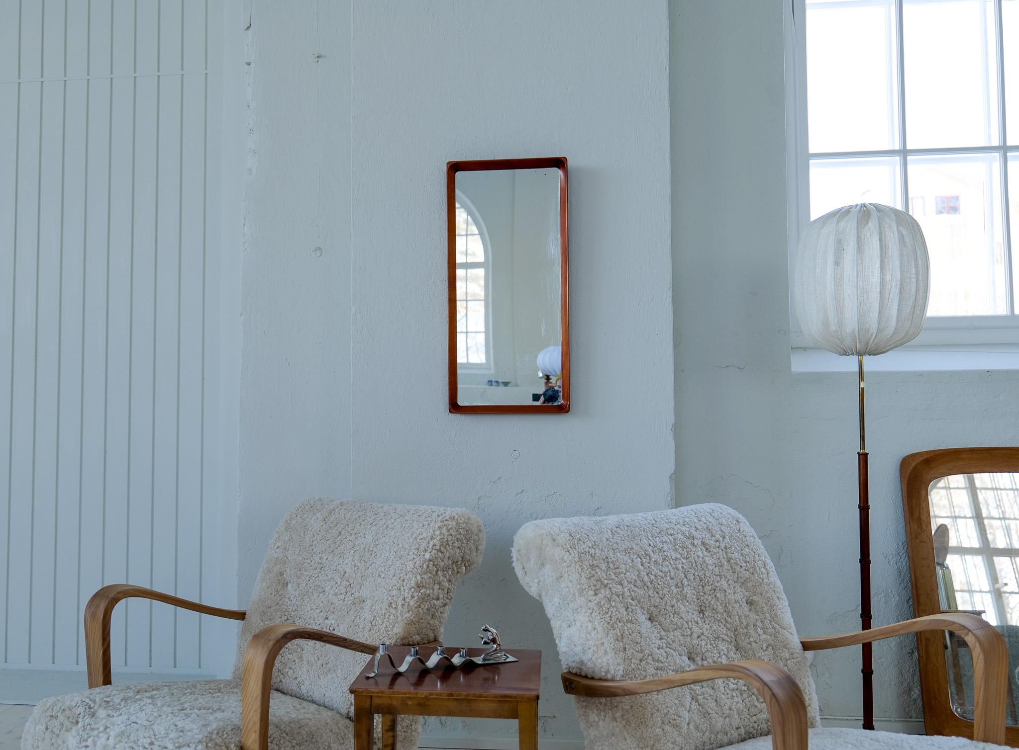 Swedish Modern Mirror in Mahognay 1940s For Sale 5