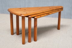 Swedish Modern Modular Fan-Shaped Coffee Table in Solid Pine Wood, 1960s