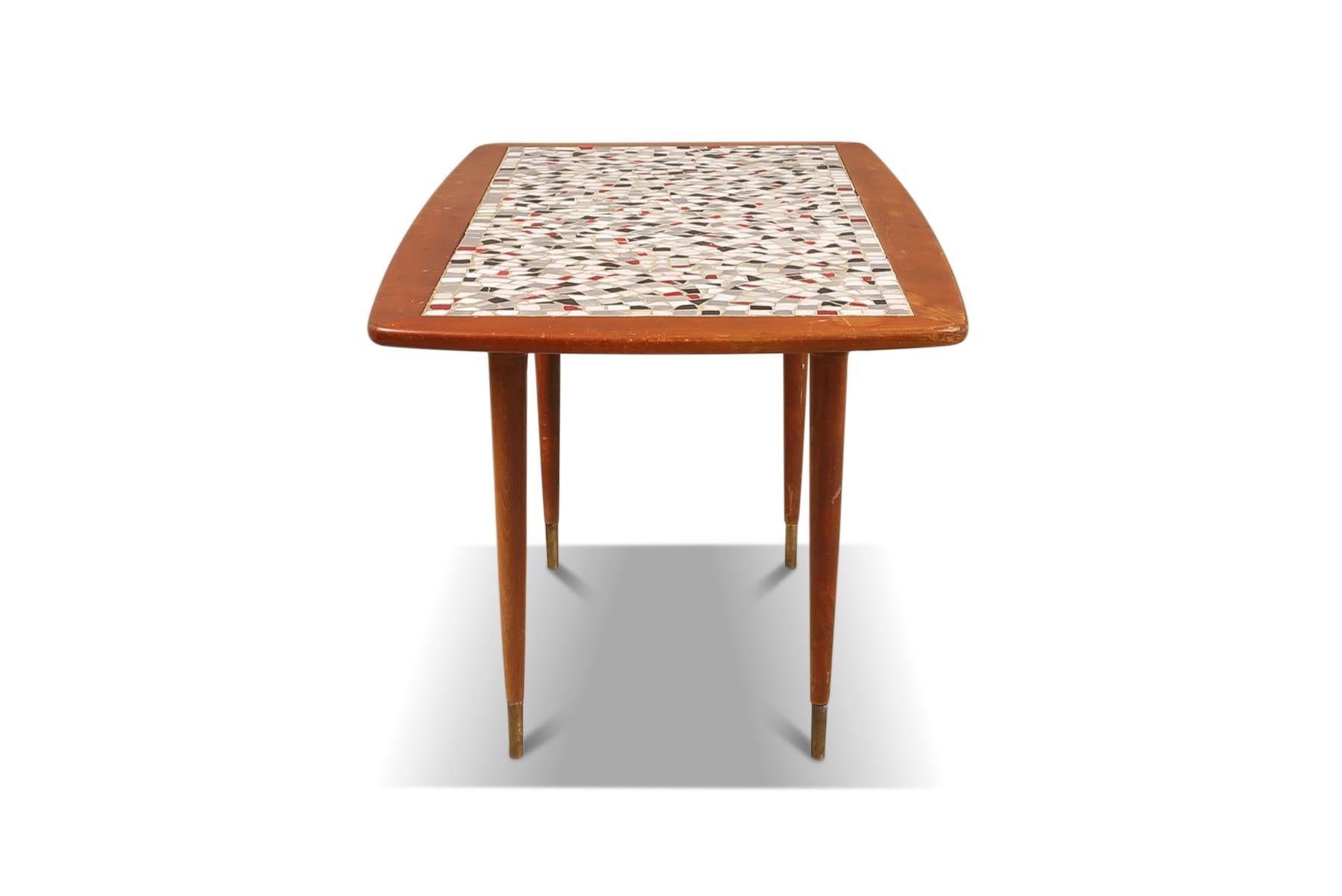 20th Century Swedish Modern Mosaic Tile + Beech Coffee Table For Sale