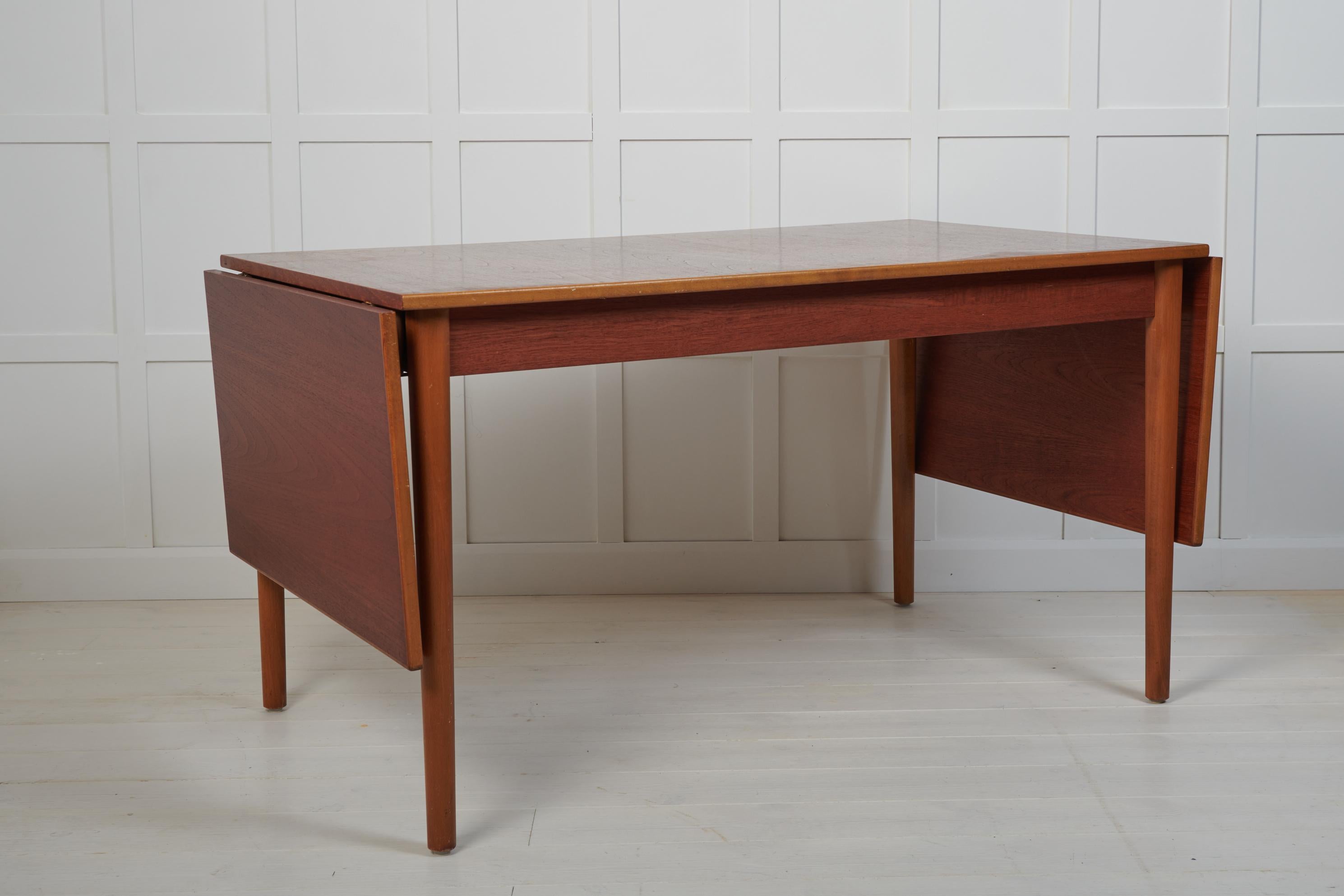 Swedish Modern Nils Jonsson Teak and Beech Dining Table or Desk In Good Condition For Sale In Kramfors, SE