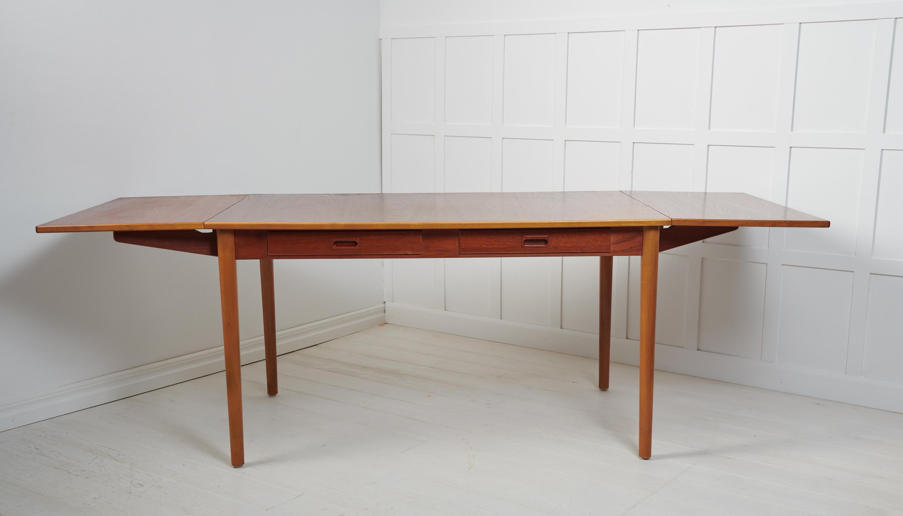 20th Century Swedish Modern Nils Jonsson Teak and Beech Dining Table or Desk For Sale