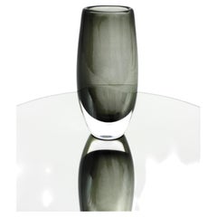 Swedish Modern Nils Landberg Orrefors Sommerso Smoked Grey Glass Large Vase