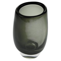 Swedish Modern Nils Landberg Orrefors Sommerso Smoked Grey Glass Large Vase