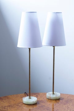 Swedish modern onyx and brass table lamps in the style of Josef Frank, 1960s