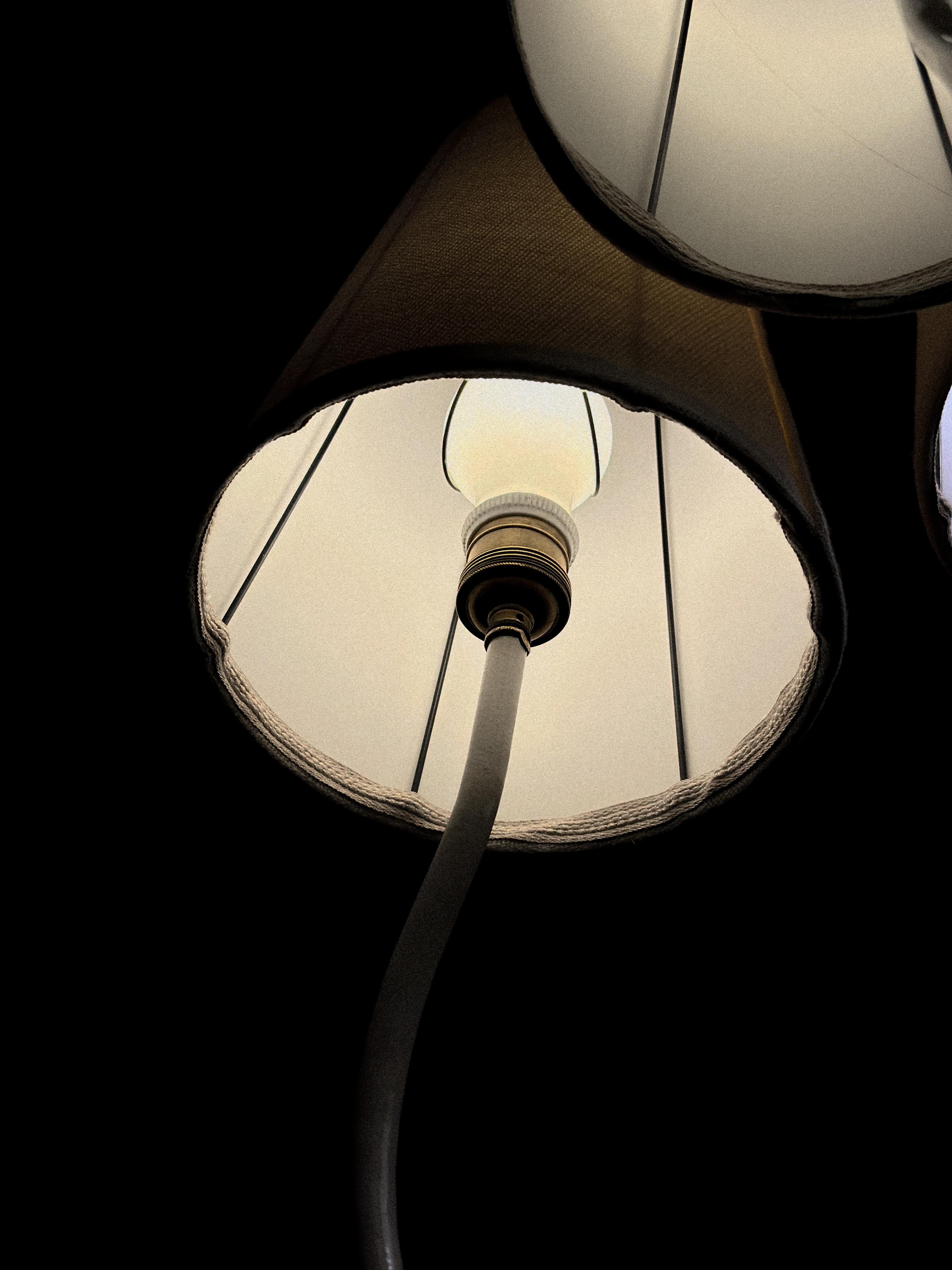 Swedish Modern Organic Floor Lamp, Metal and Linen, Sweden c. 1950s 6