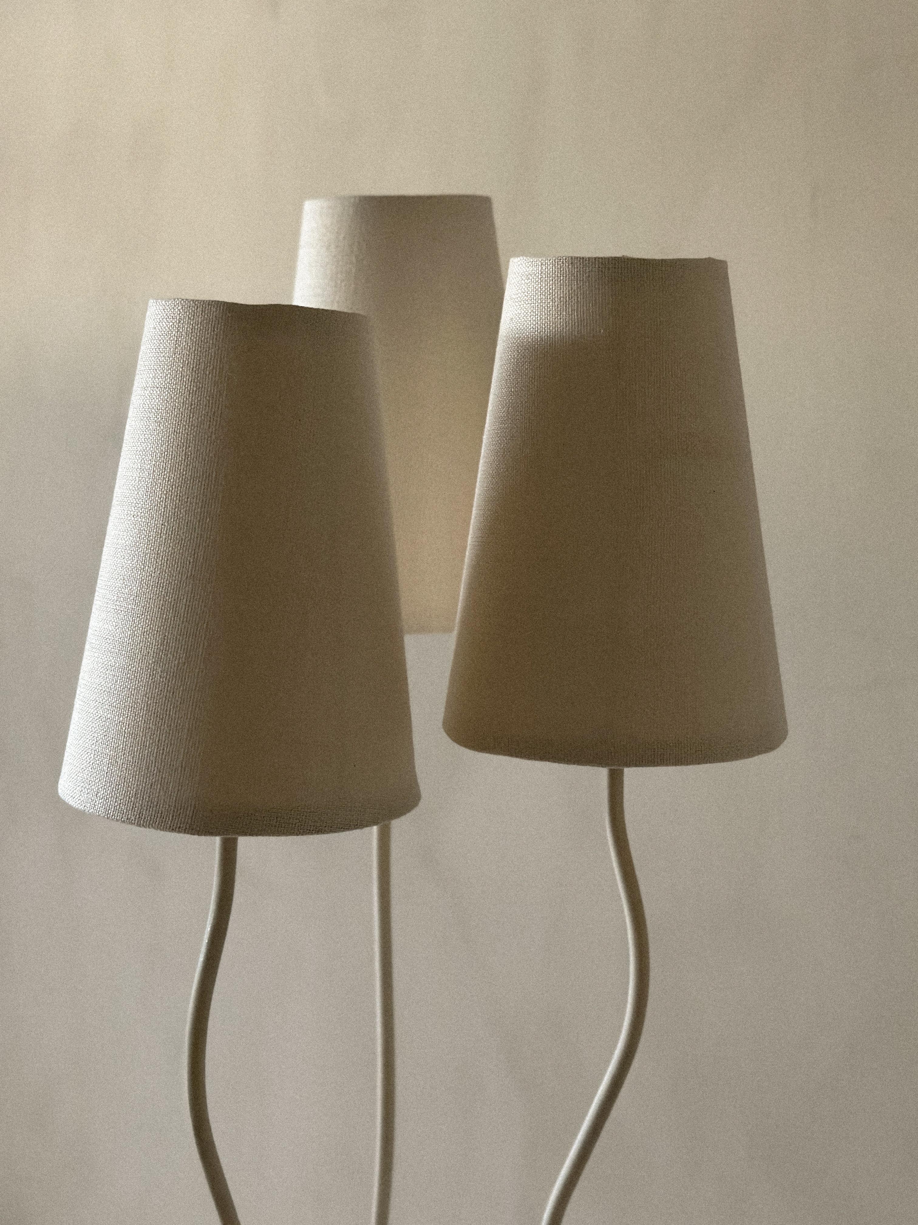 Swedish Modern Organic Floor Lamp, Metal and Linen, Sweden c. 1950s 2