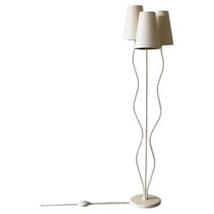 Swedish Modern Organic Floor Lamp, Metal and Linen, Sweden c. 1950s