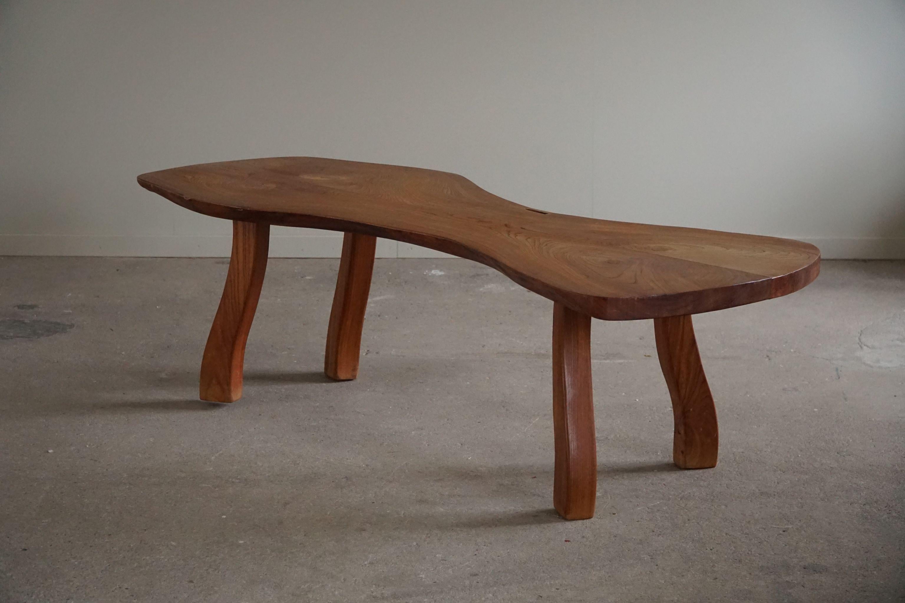Swedish Modern, Organic Shaped Sofa Table in Elm by Carl-Axel Beijbom - 1968 For Sale 9