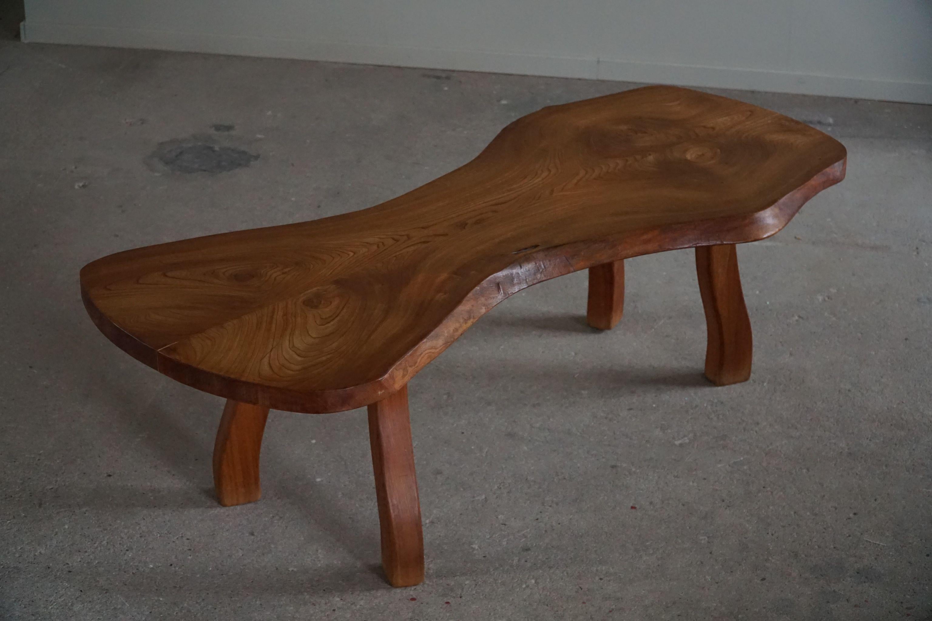 Swedish Modern, Organic Shaped Sofa Table in Elm by Carl-Axel Beijbom - 1968 For Sale 1