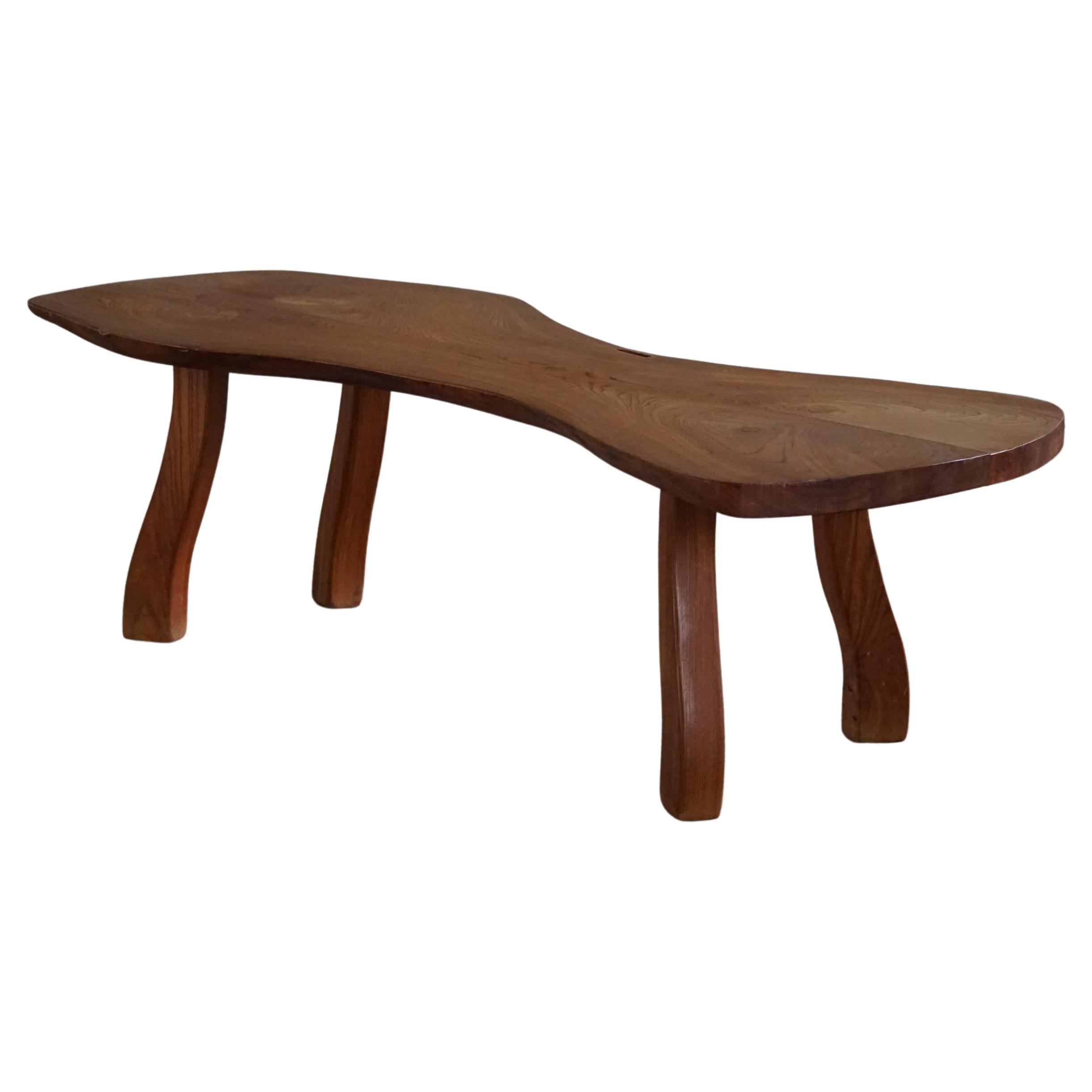 Swedish Modern, Organic Shaped Sofa Table in Elm by Carl-Axel Beijbom - 1968 For Sale