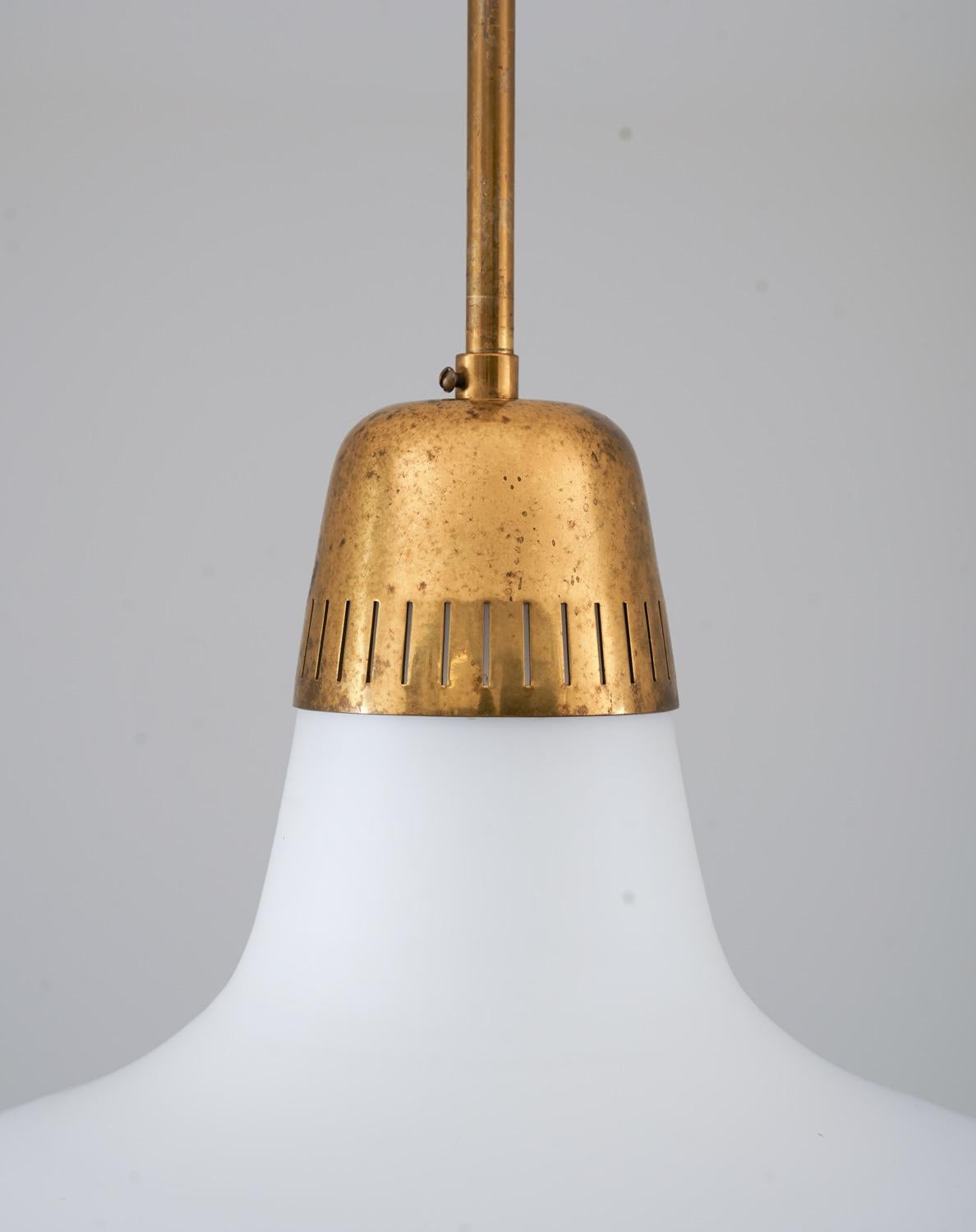20th Century Swedish Modern Pendant Brass and Glass by Bröderna Malmström For Sale