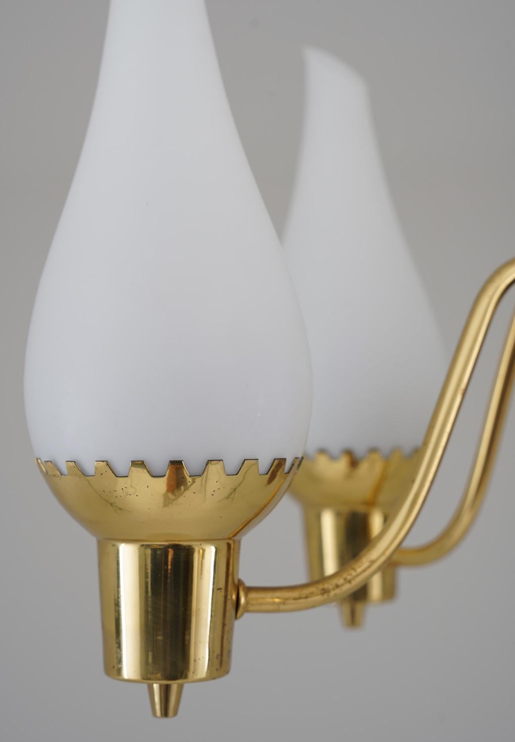 20th Century Swedish Modern Pendant in Brass and Glass For Sale