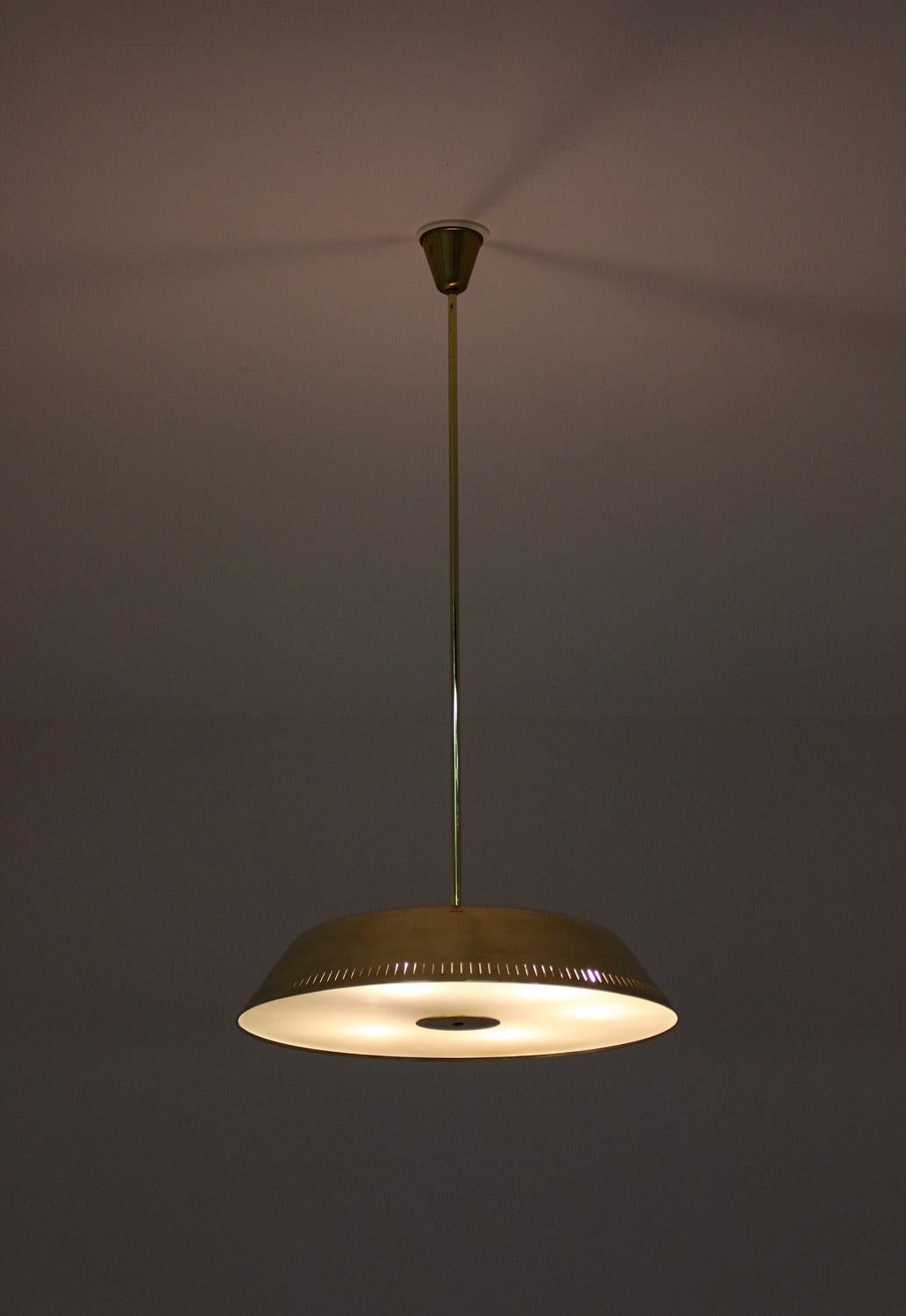 20th Century Swedish Modern Pendant in Glass and Brass by Harald Notini for Böhlmarks
