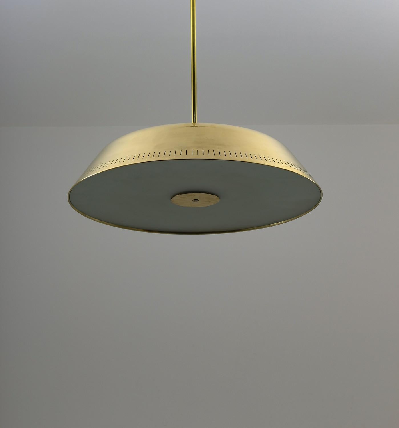 Swedish Modern Pendant in Glass and Brass by Harald Notini for Böhlmarks 3