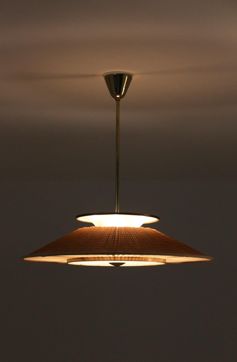 Swedish Modern Pendant in Glass, Brass and Wood In Good Condition In Karlstad, SE