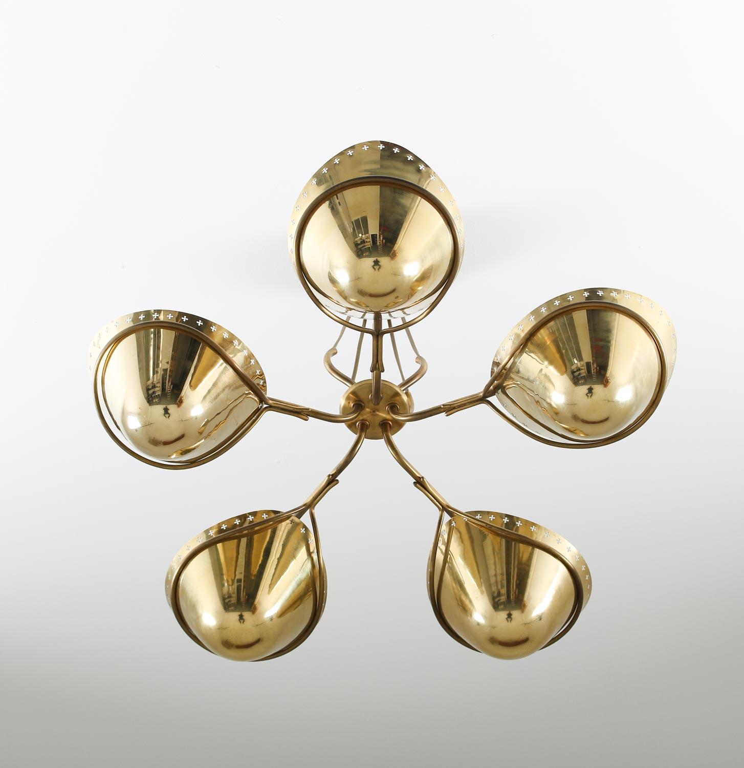 20th Century Swedish Modern Pendant in Perforated Brass, 1940s