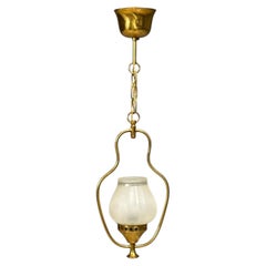 Swedish Modern, Pendant Light, Brass, Frosted Glass, Sweden, 1940s