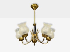 Swedish Modern, Pendant Light, Brass, Glass, Sweden, 1950s