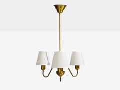 Swedish Modern, Pendant Light, Brass, Wood, Sweden, 1940s