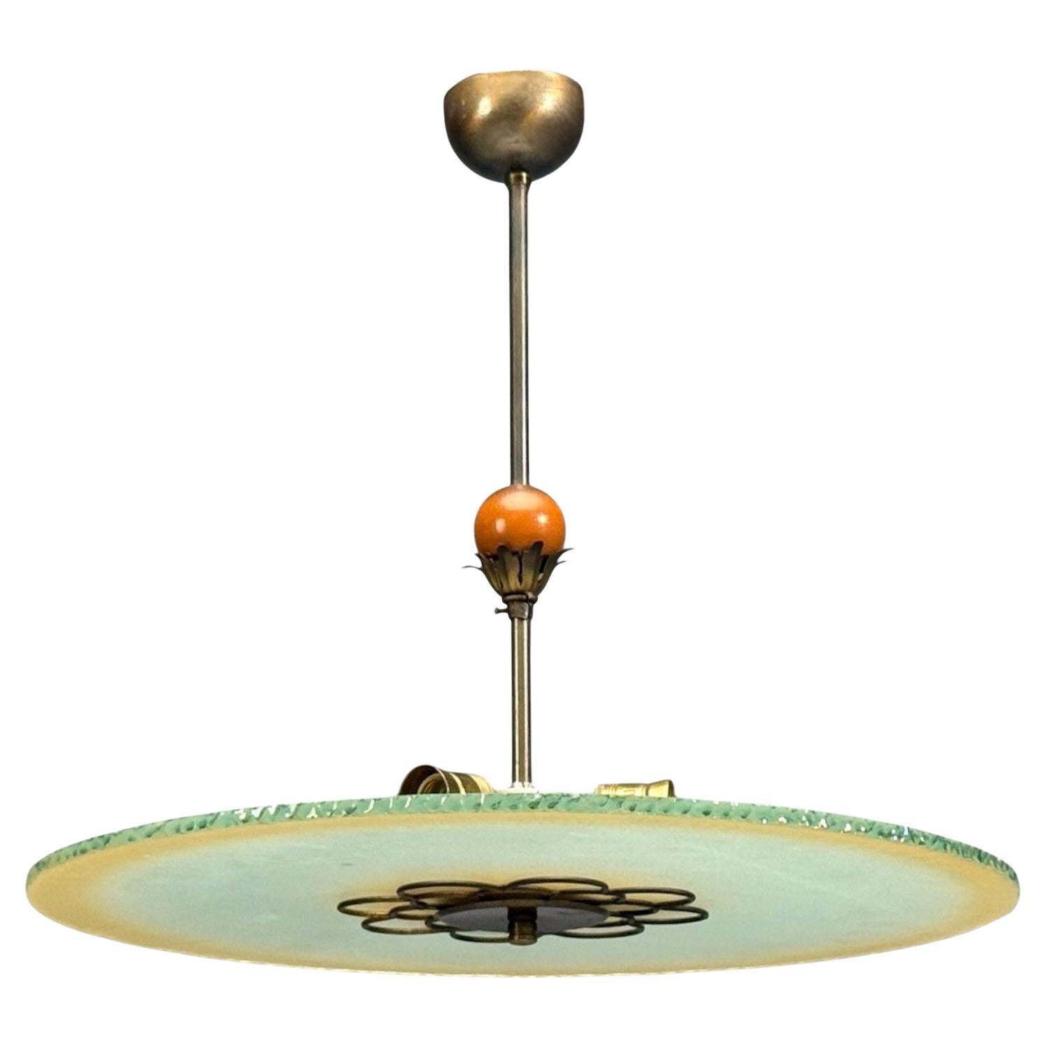 Moderna svedese, lampada a sospensione, vetro grezzo, Wood, Svezia, anni 
40 in vendita