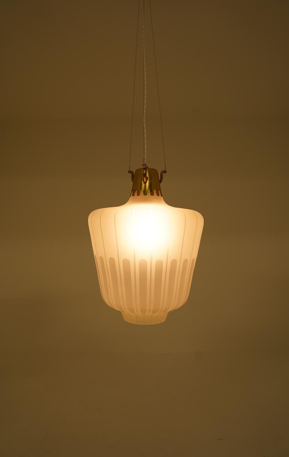Swedish Modern Pendants in Brass and Glass by Bröderna Malmströms For Sale 3