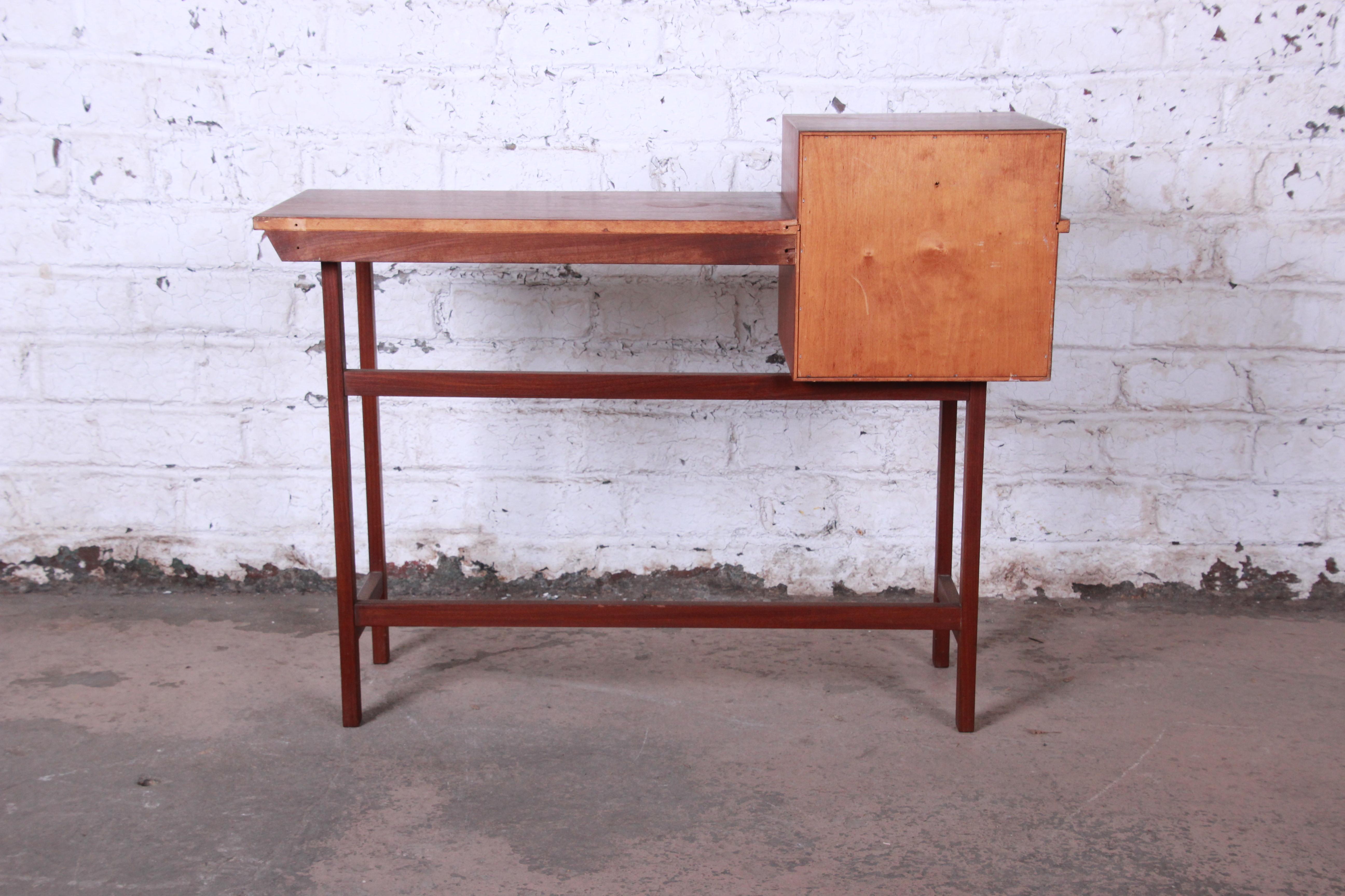 Swedish Modern Petite Teak Vanity Desk or Console Hall Table by AB Glas & Trä 3