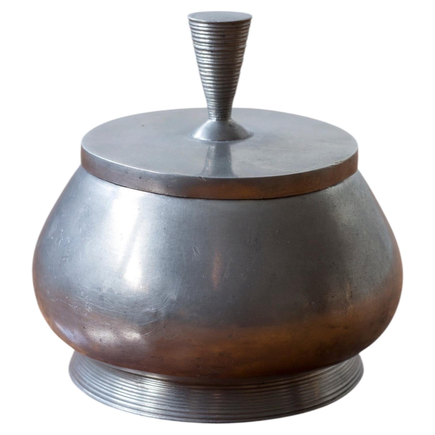 Swedish modern Pewter jar by Ernst Svedbom 1930, Art Deco