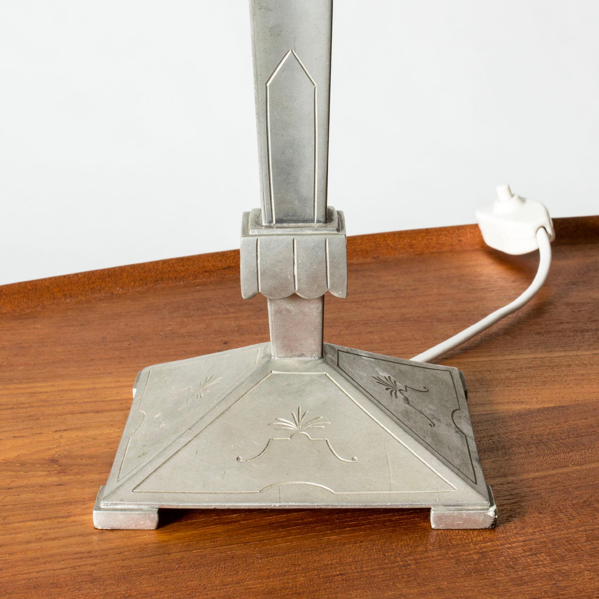 Mid-20th Century Swedish Modern Pewter Table Lamp, Sweden, 1930 For Sale