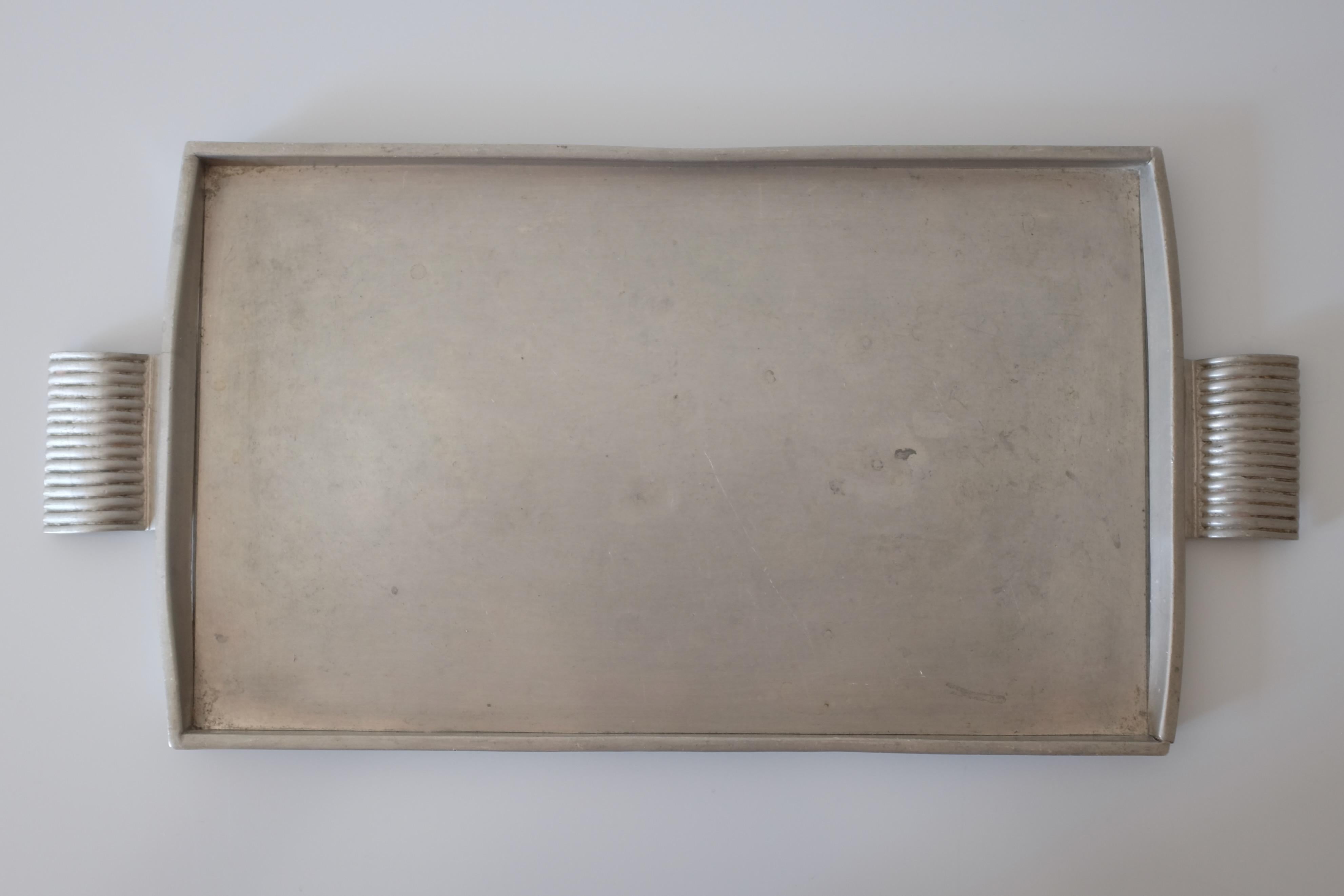 Swedish Modern Pewter Tray from 1934 by GAB, Sweden In Good Condition In Brooklyn, NY