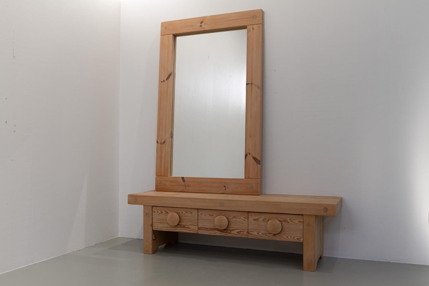 Swedish Modern Pine Bench and Mirror by Ruben Ward for Fröseke, 1970s. For Sale 2