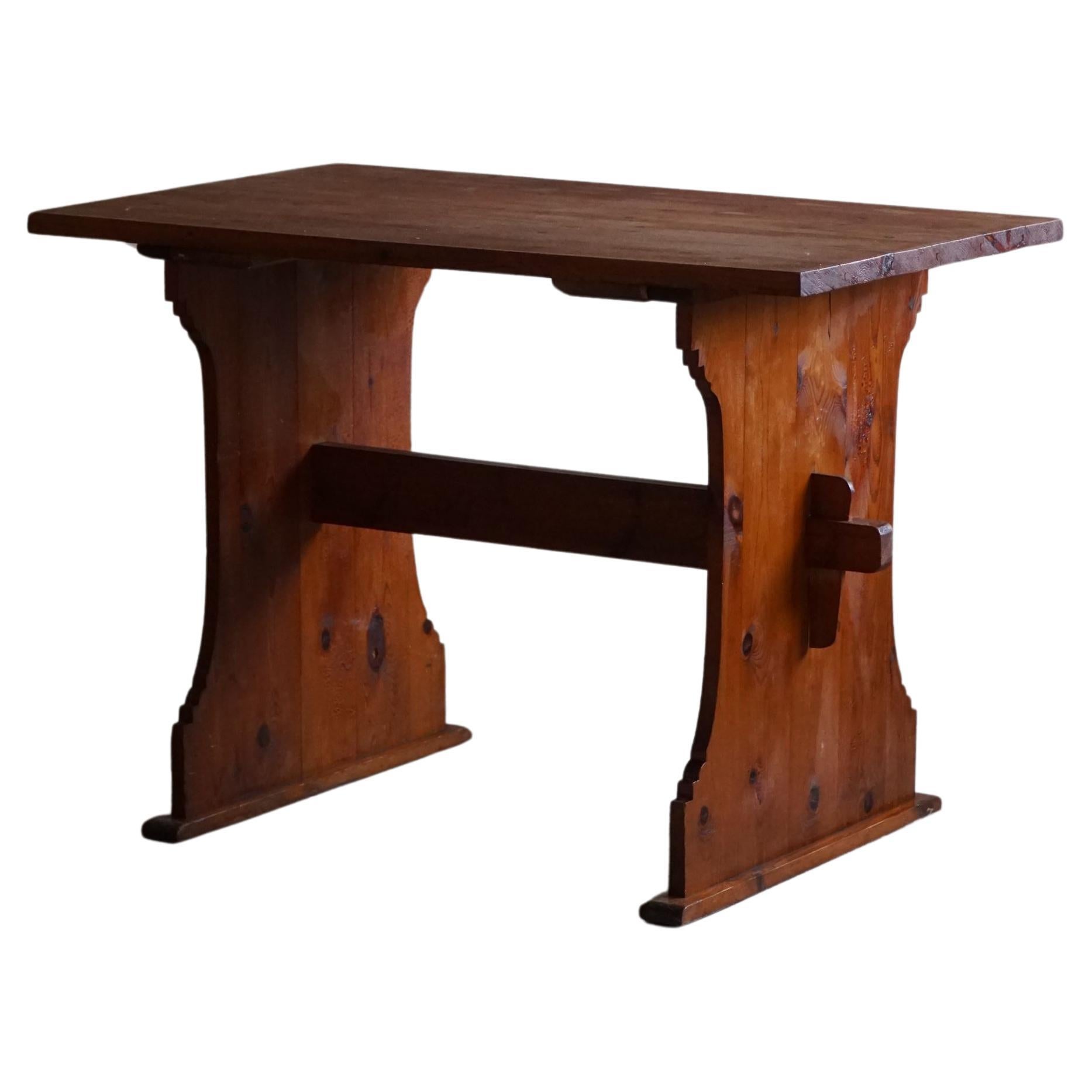 Swedish Modern Pine Desk, Axel Einar Hjorth Style, Made in the 1940s For Sale