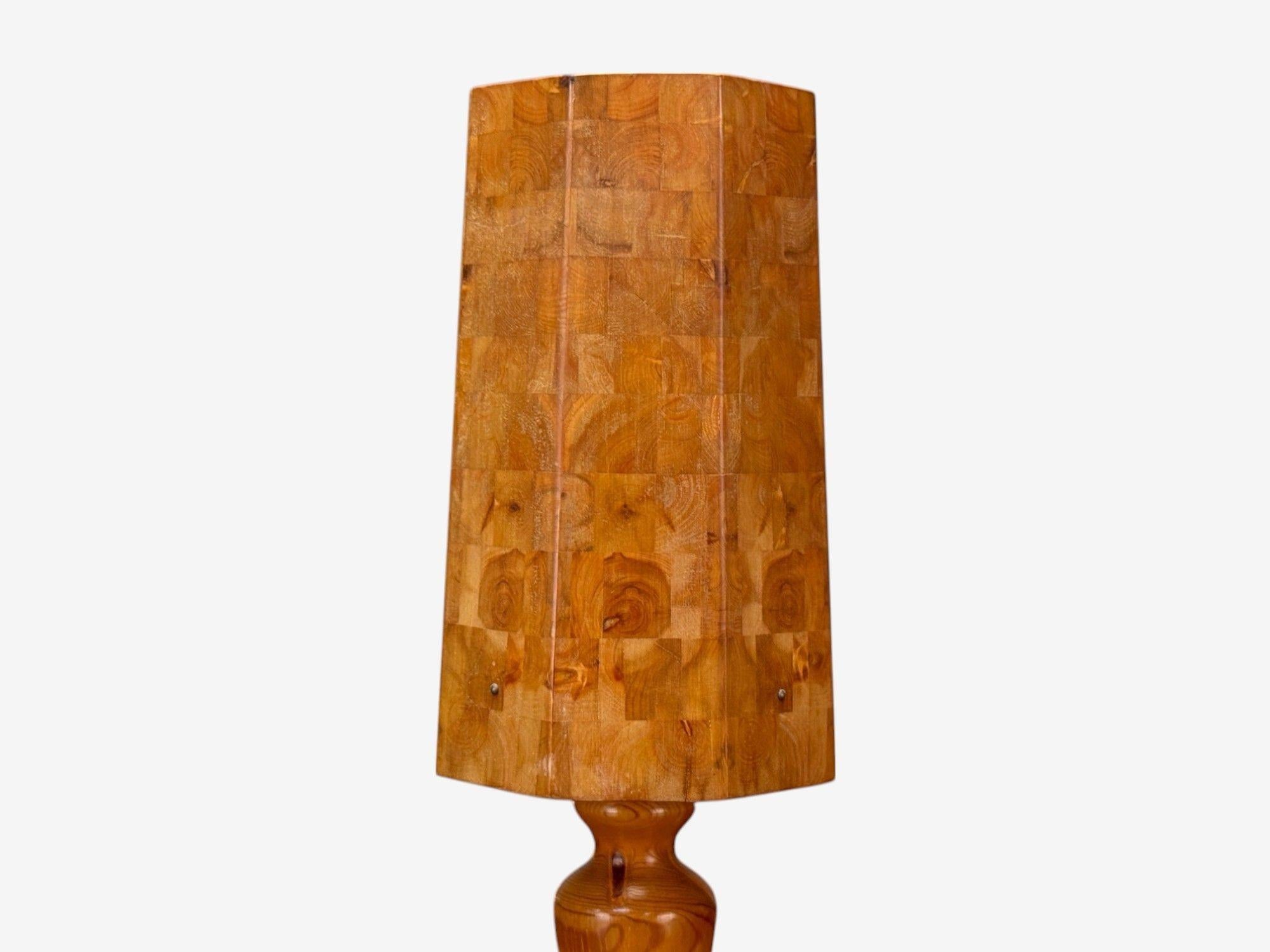 Mid-20th Century Swedish Modern, Pine, Marquetry, Table Lamp, Sweden, 1950s For Sale