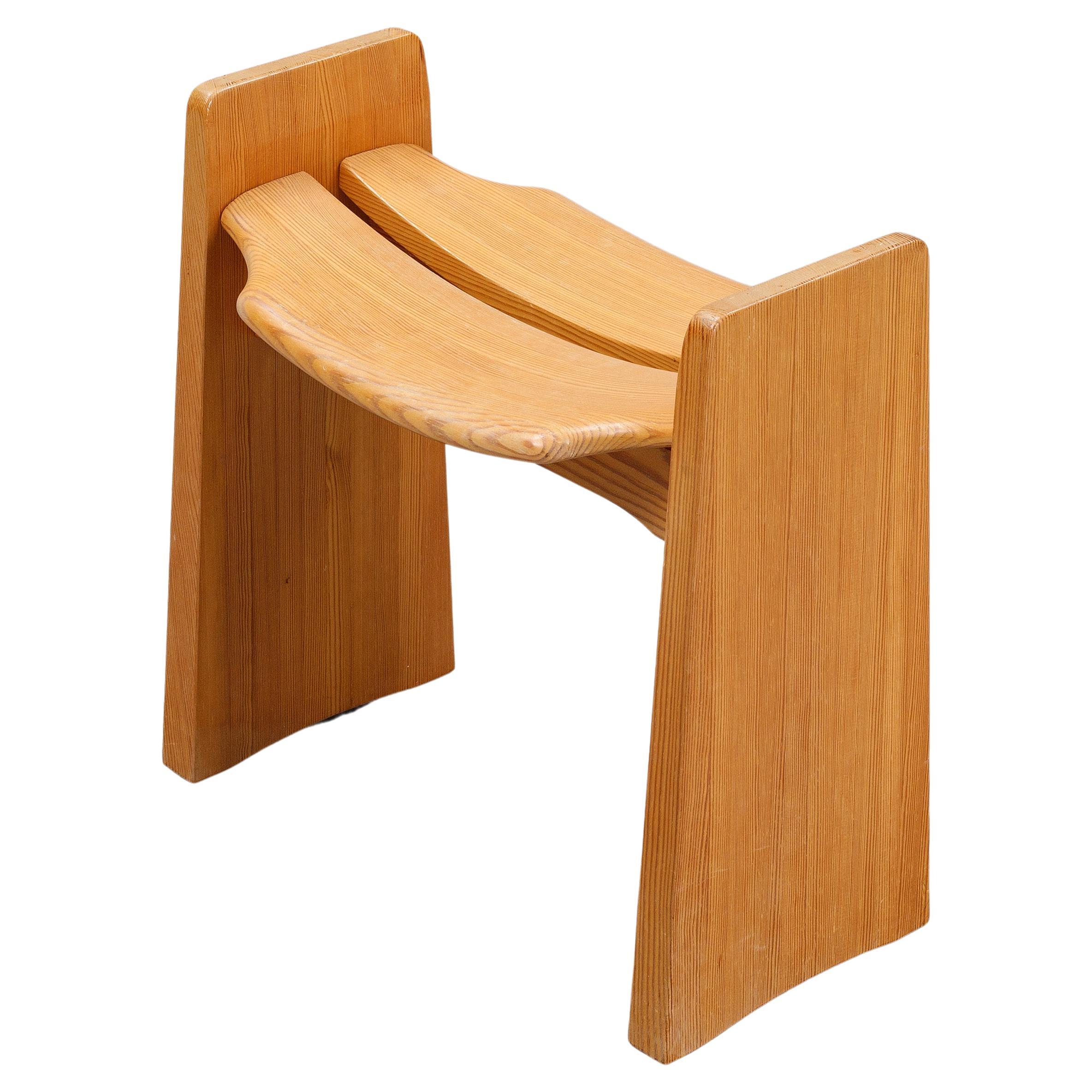 Swedish Modern, Pine Stool, 1969 For Sale