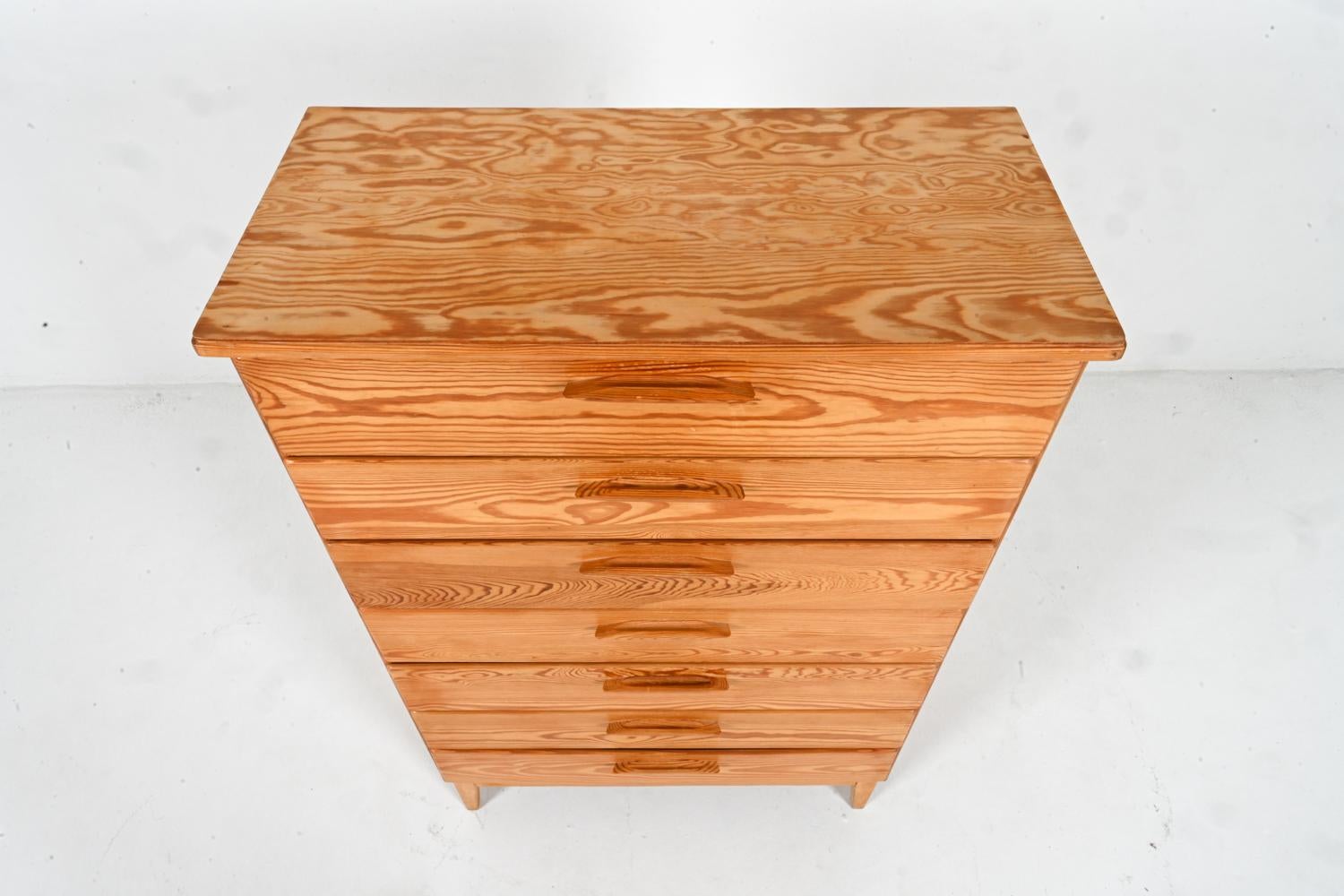 Mid-20th Century Swedish Modern Pine Tall Chest of Drawers, c. 1960's For Sale