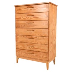 Vintage Swedish Modern Pine Tall Chest of Drawers, c. 1960's